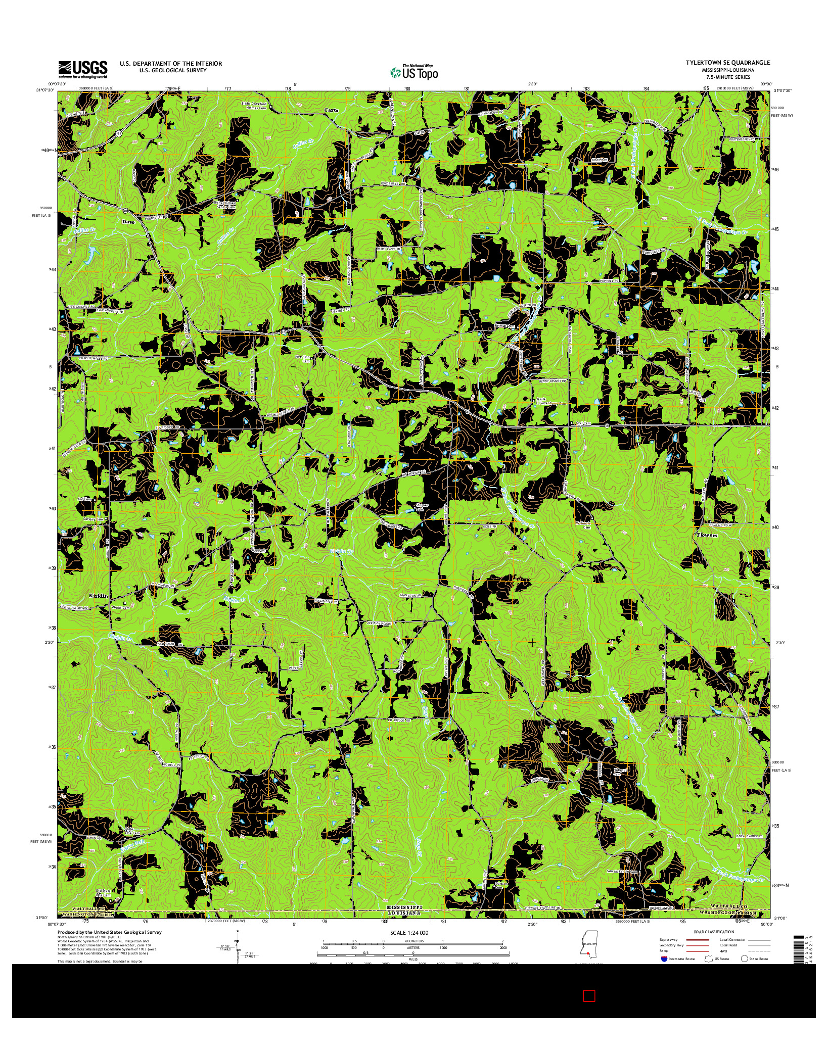 USGS US TOPO 7.5-MINUTE MAP FOR TYLERTOWN SE, MS-LA 2015