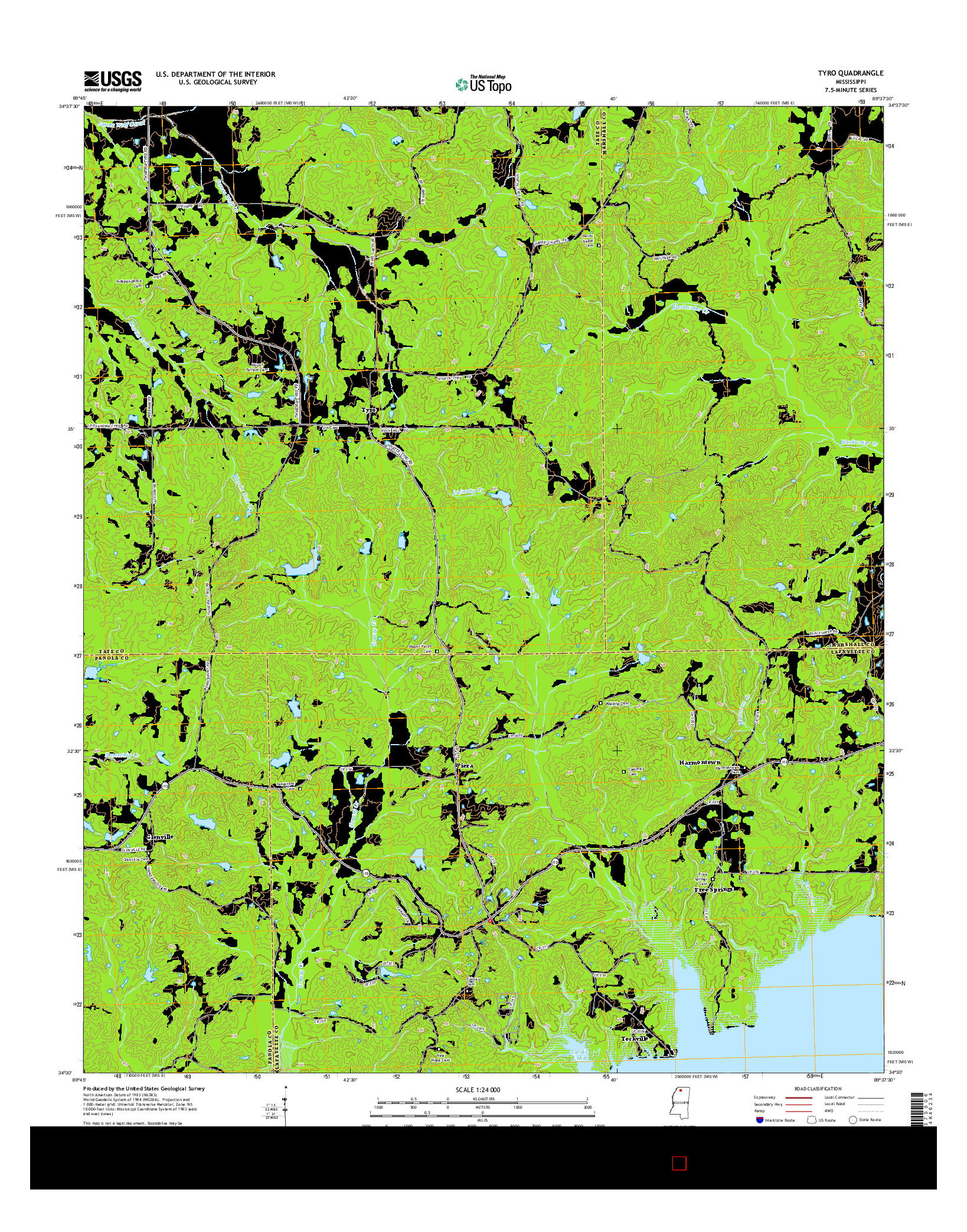 USGS US TOPO 7.5-MINUTE MAP FOR TYRO, MS 2015