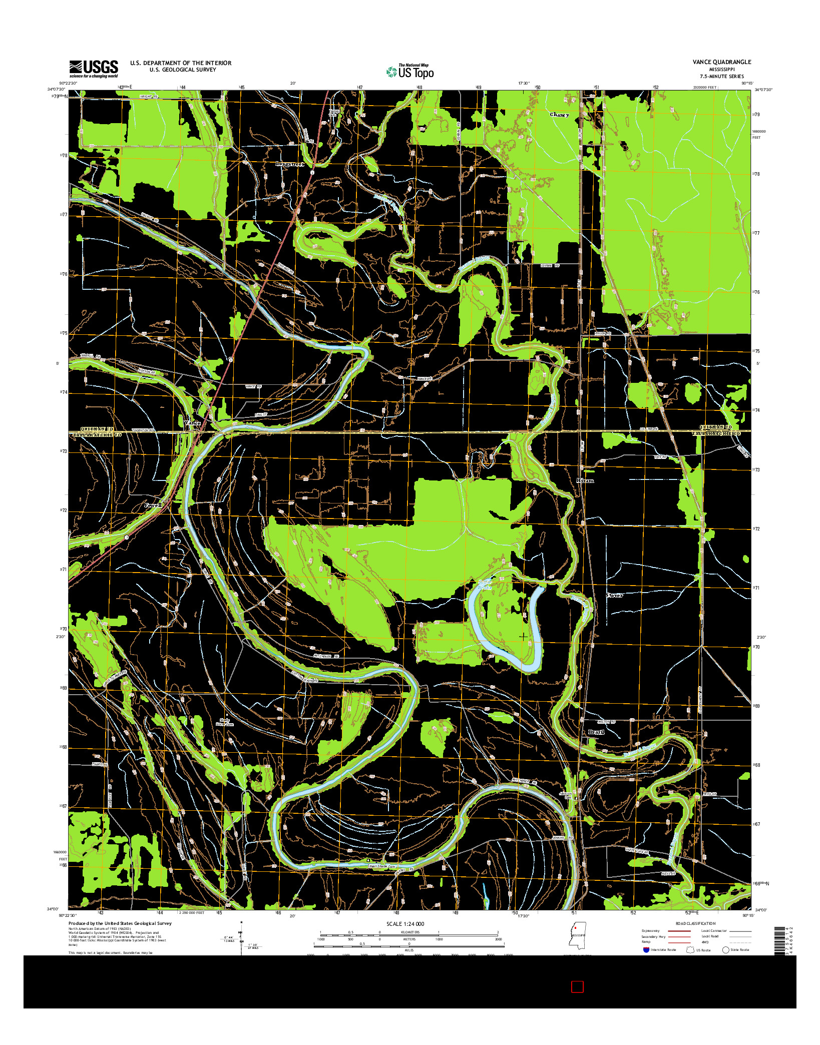 USGS US TOPO 7.5-MINUTE MAP FOR VANCE, MS 2015