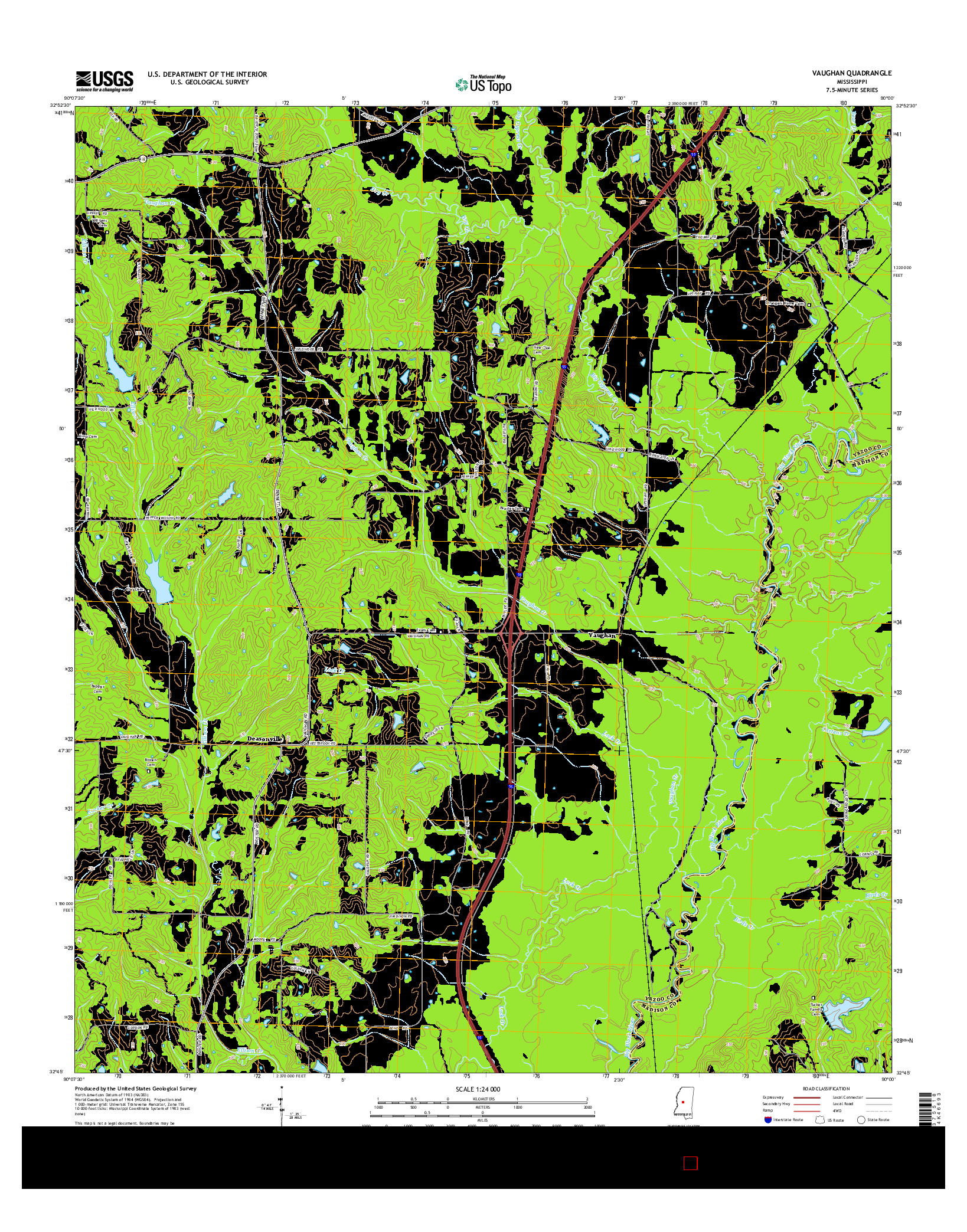 USGS US TOPO 7.5-MINUTE MAP FOR VAUGHAN, MS 2015