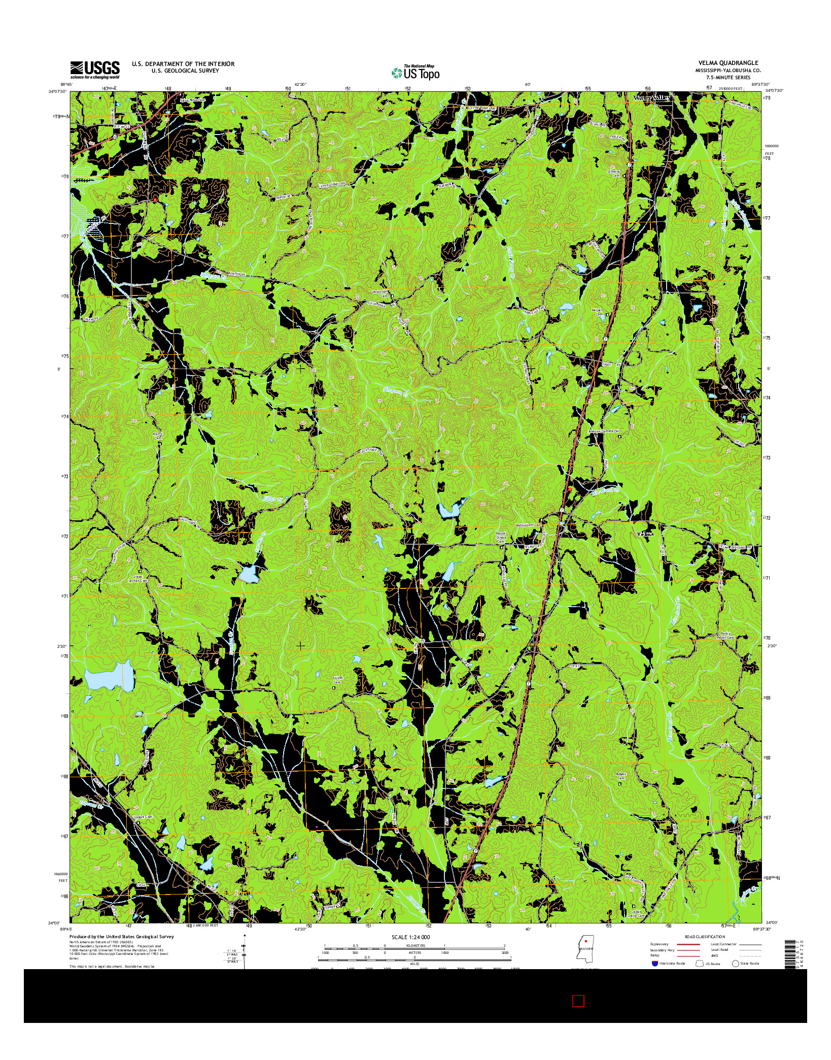USGS US TOPO 7.5-MINUTE MAP FOR VELMA, MS 2015