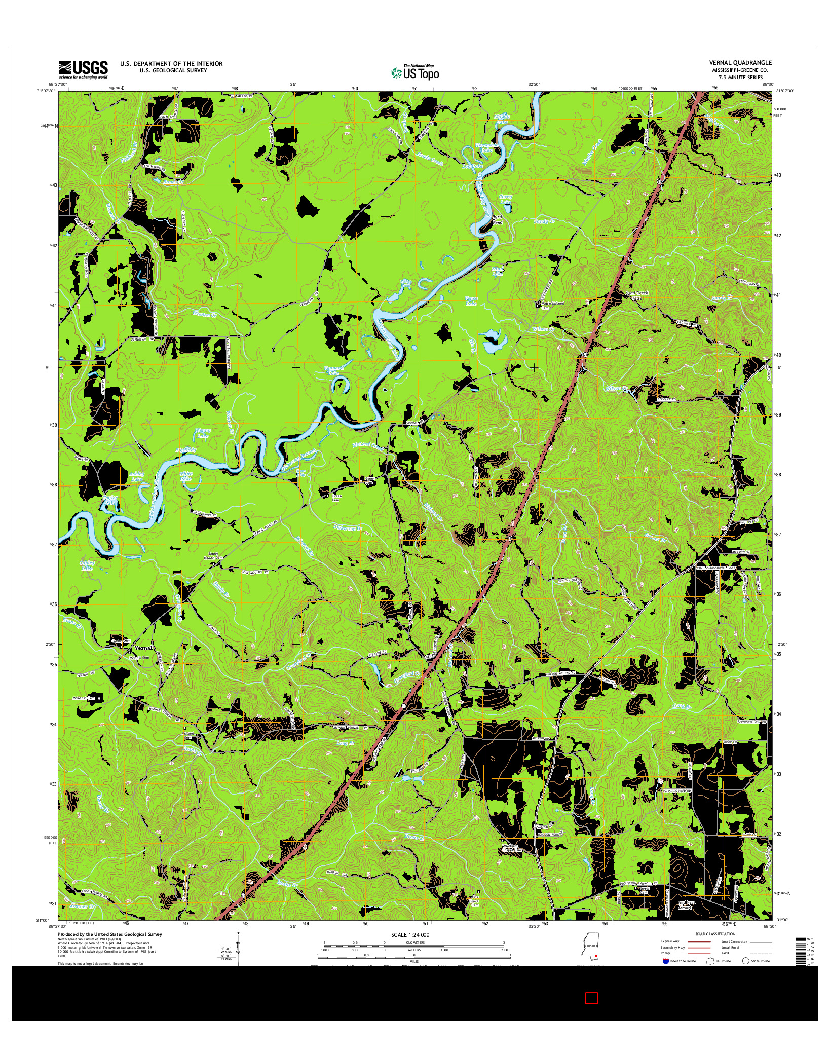 USGS US TOPO 7.5-MINUTE MAP FOR VERNAL, MS 2015
