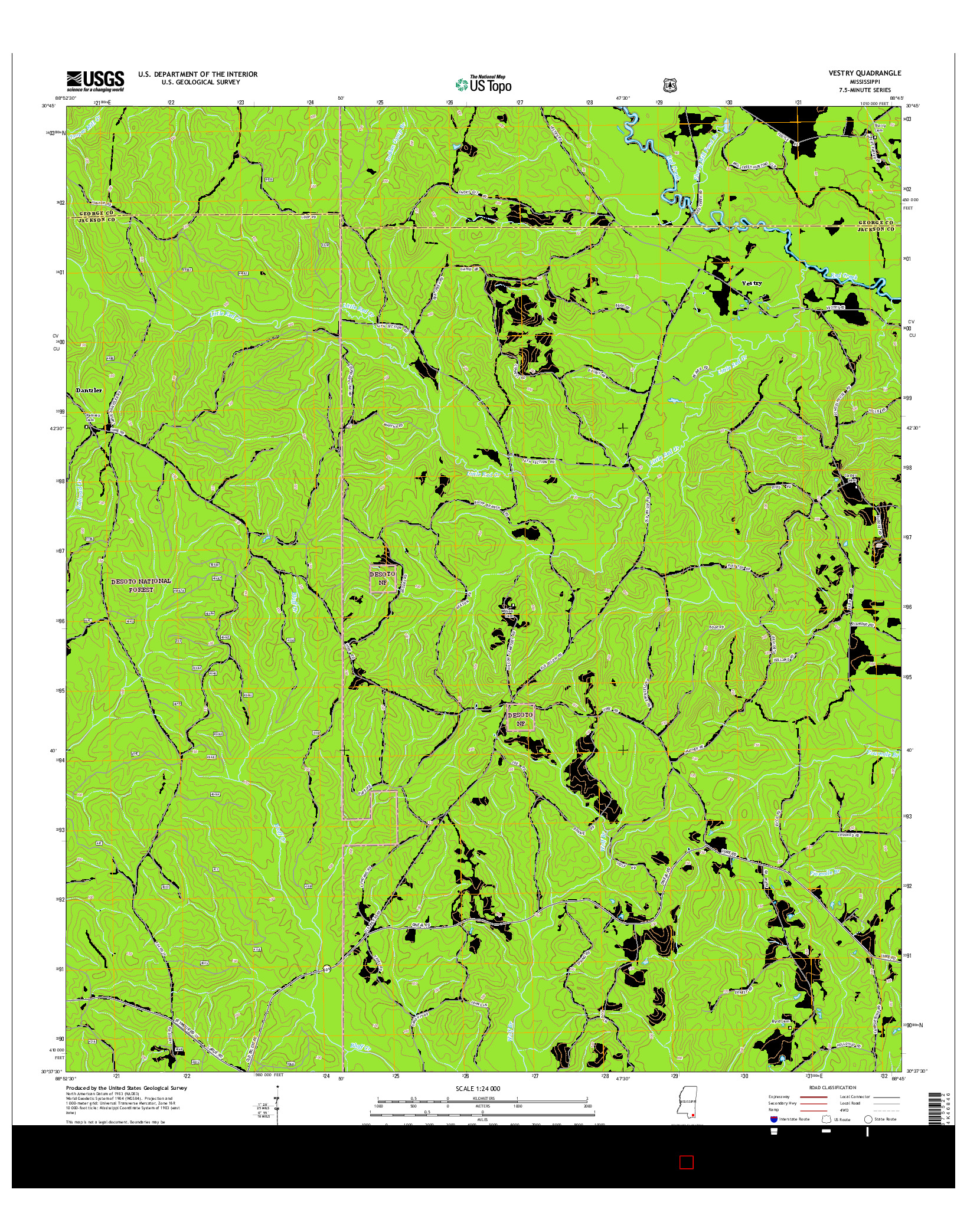 USGS US TOPO 7.5-MINUTE MAP FOR VESTRY, MS 2015