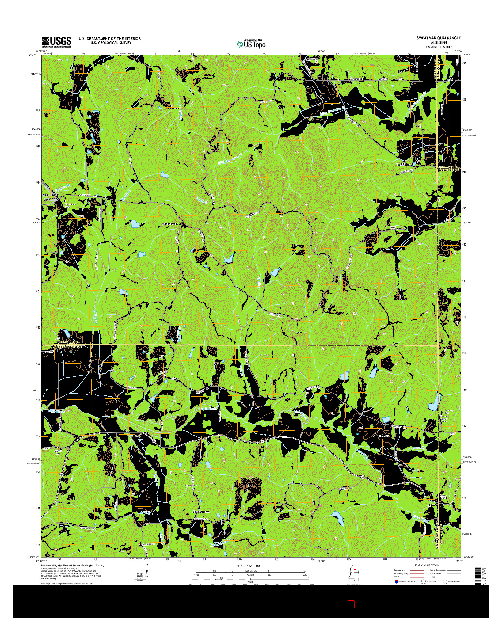 USGS US TOPO 7.5-MINUTE MAP FOR SWEATMAN, MS 2015