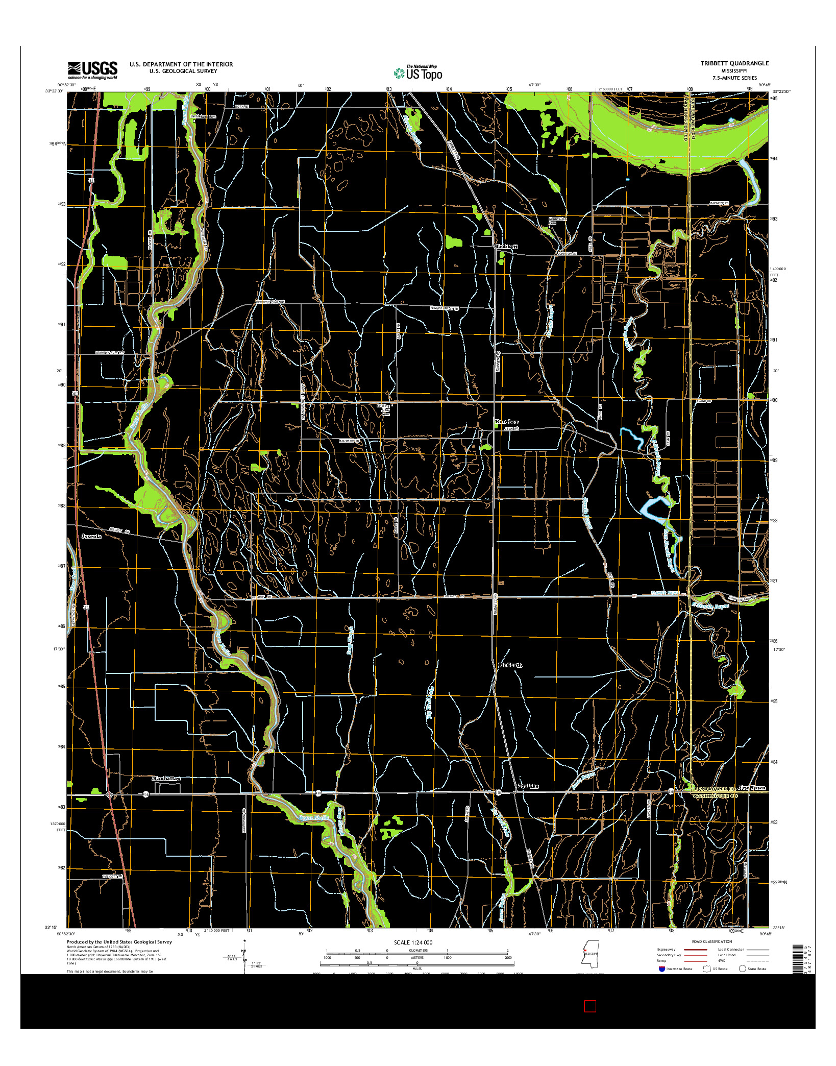 USGS US TOPO 7.5-MINUTE MAP FOR TRIBBETT, MS 2015