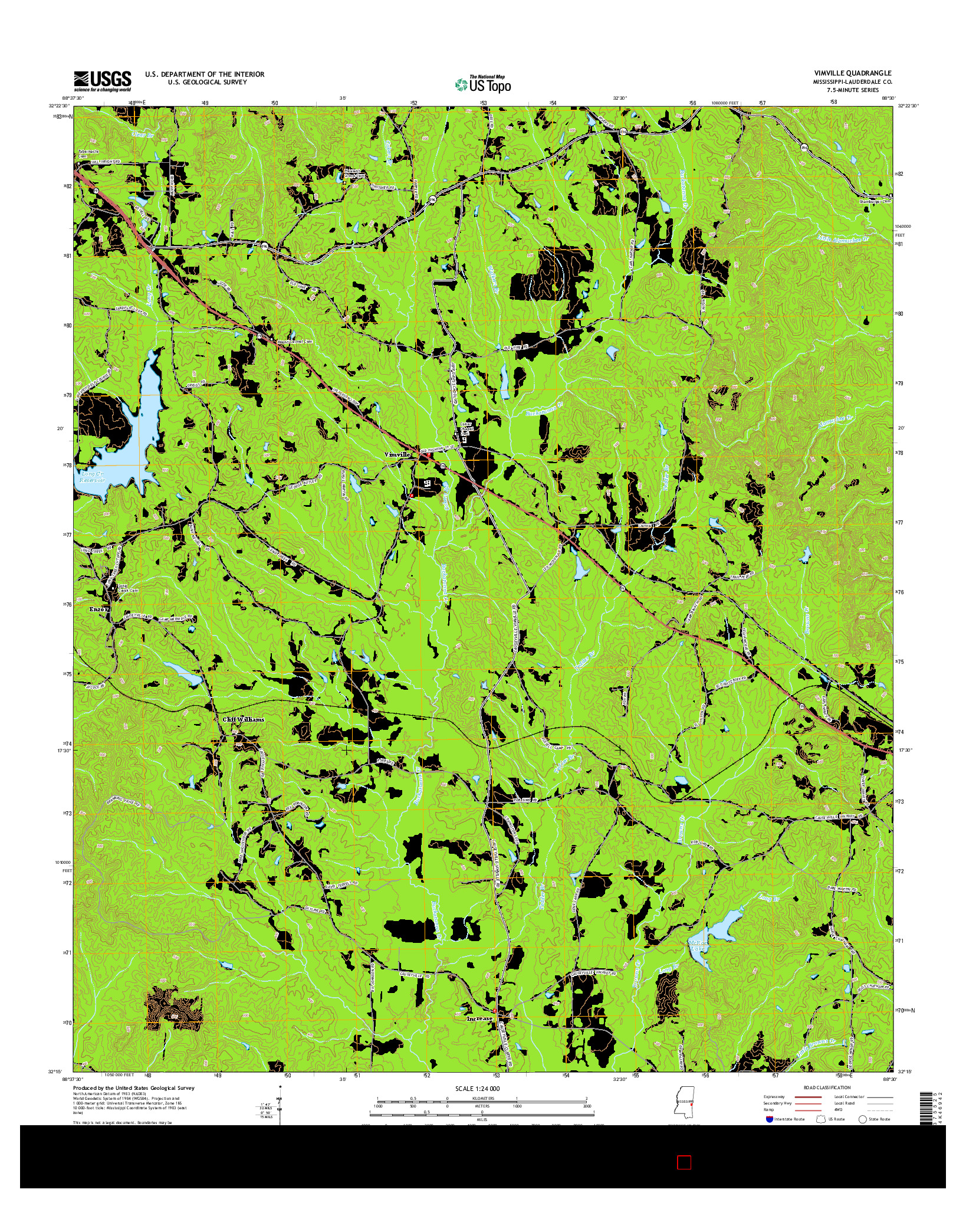 USGS US TOPO 7.5-MINUTE MAP FOR VIMVILLE, MS 2015