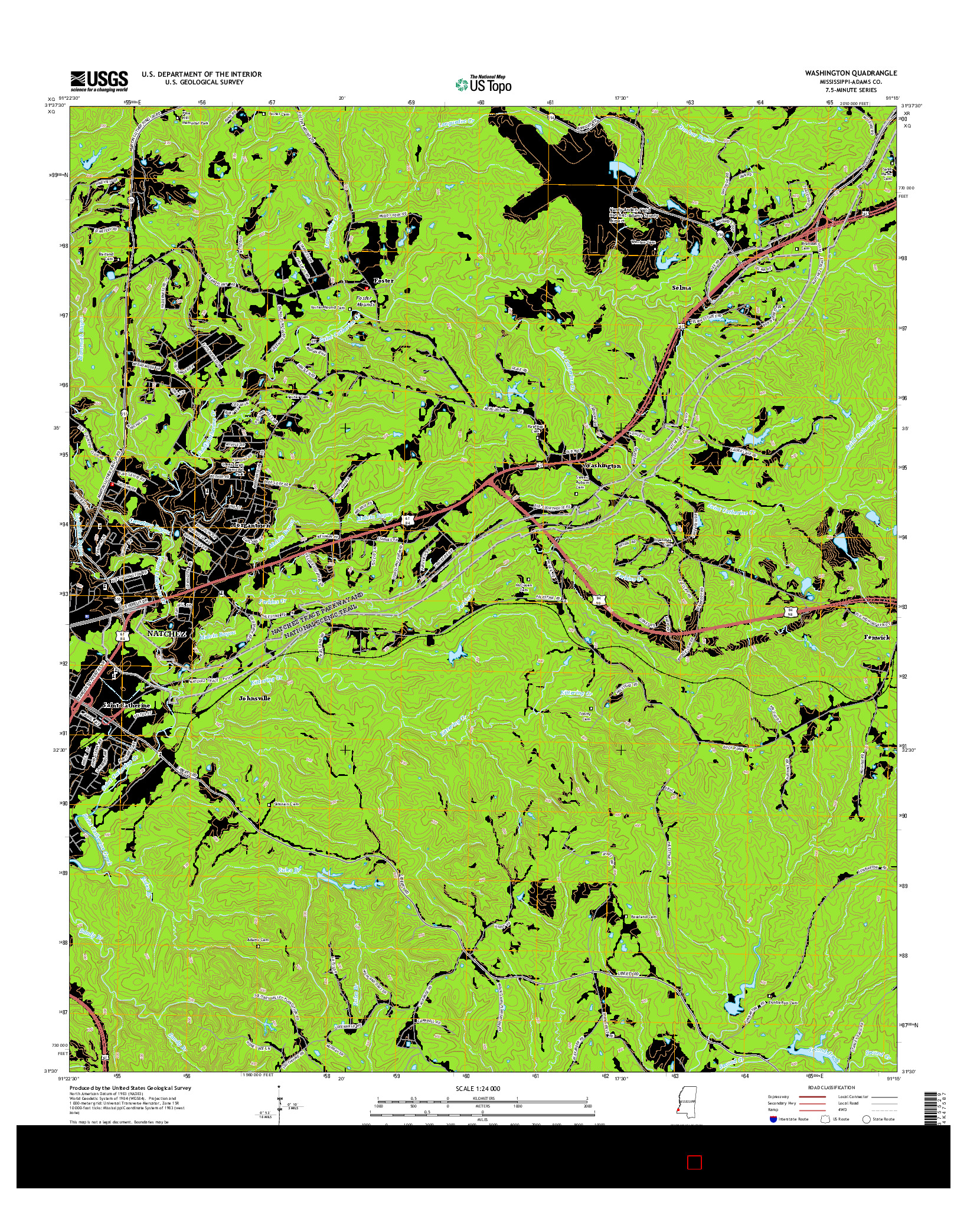 USGS US TOPO 7.5-MINUTE MAP FOR WASHINGTON, MS 2015