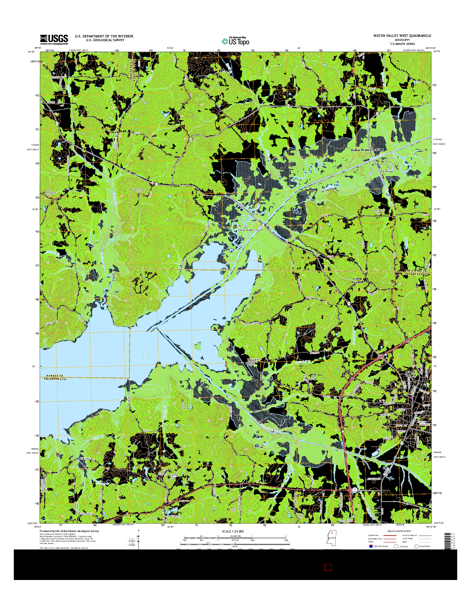USGS US TOPO 7.5-MINUTE MAP FOR WATER VALLEY WEST, MS 2015