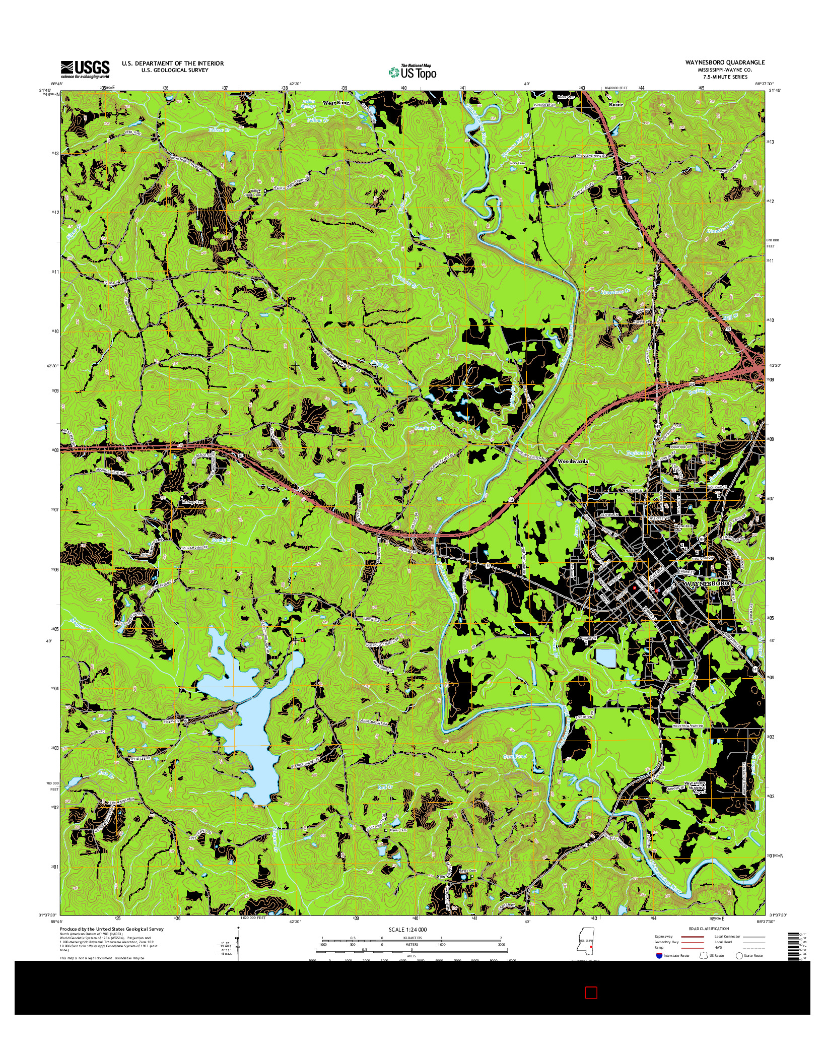 USGS US TOPO 7.5-MINUTE MAP FOR WAYNESBORO, MS 2015