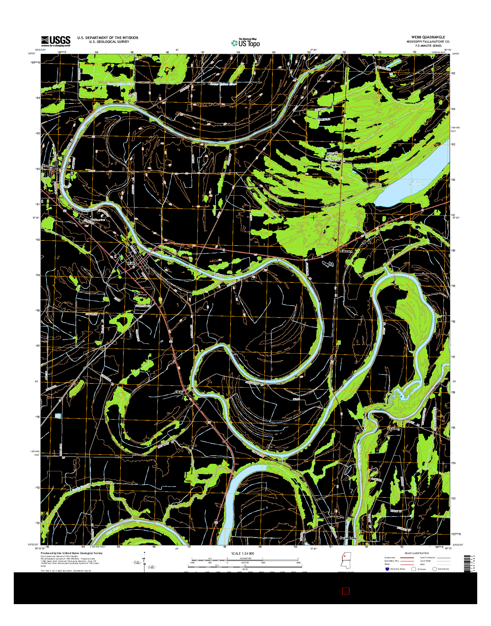 USGS US TOPO 7.5-MINUTE MAP FOR WEBB, MS 2015