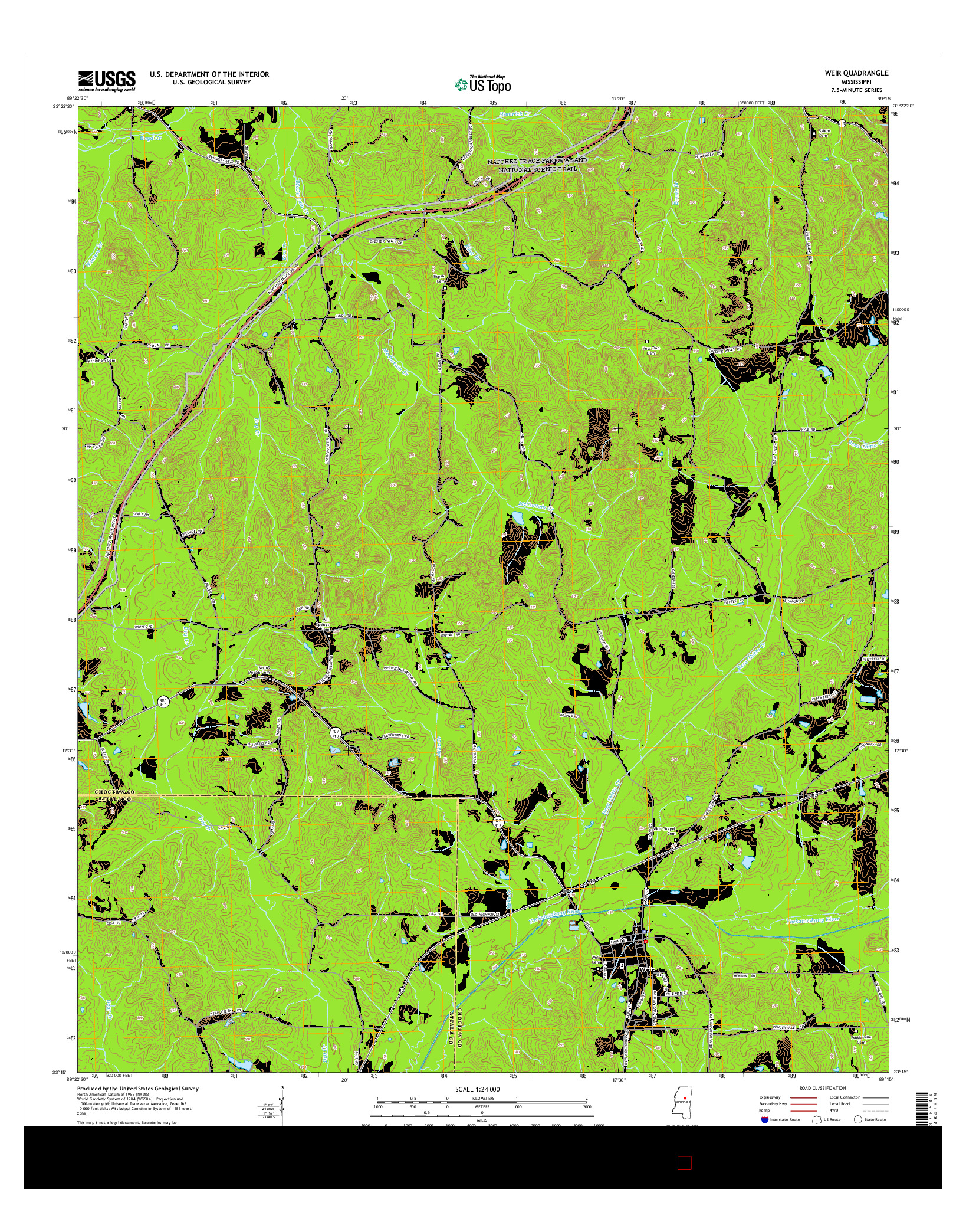 USGS US TOPO 7.5-MINUTE MAP FOR WEIR, MS 2015