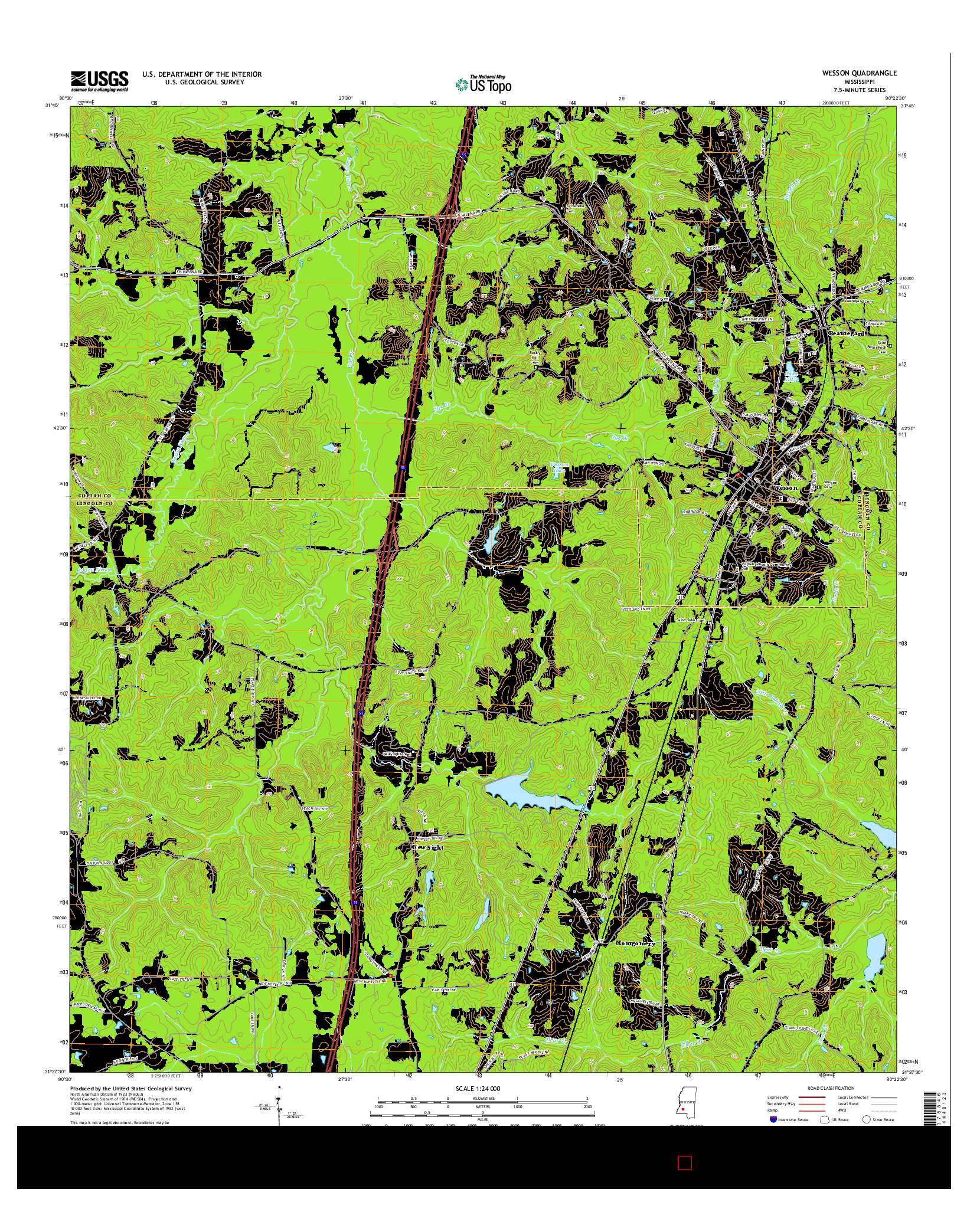 USGS US TOPO 7.5-MINUTE MAP FOR WESSON, MS 2015