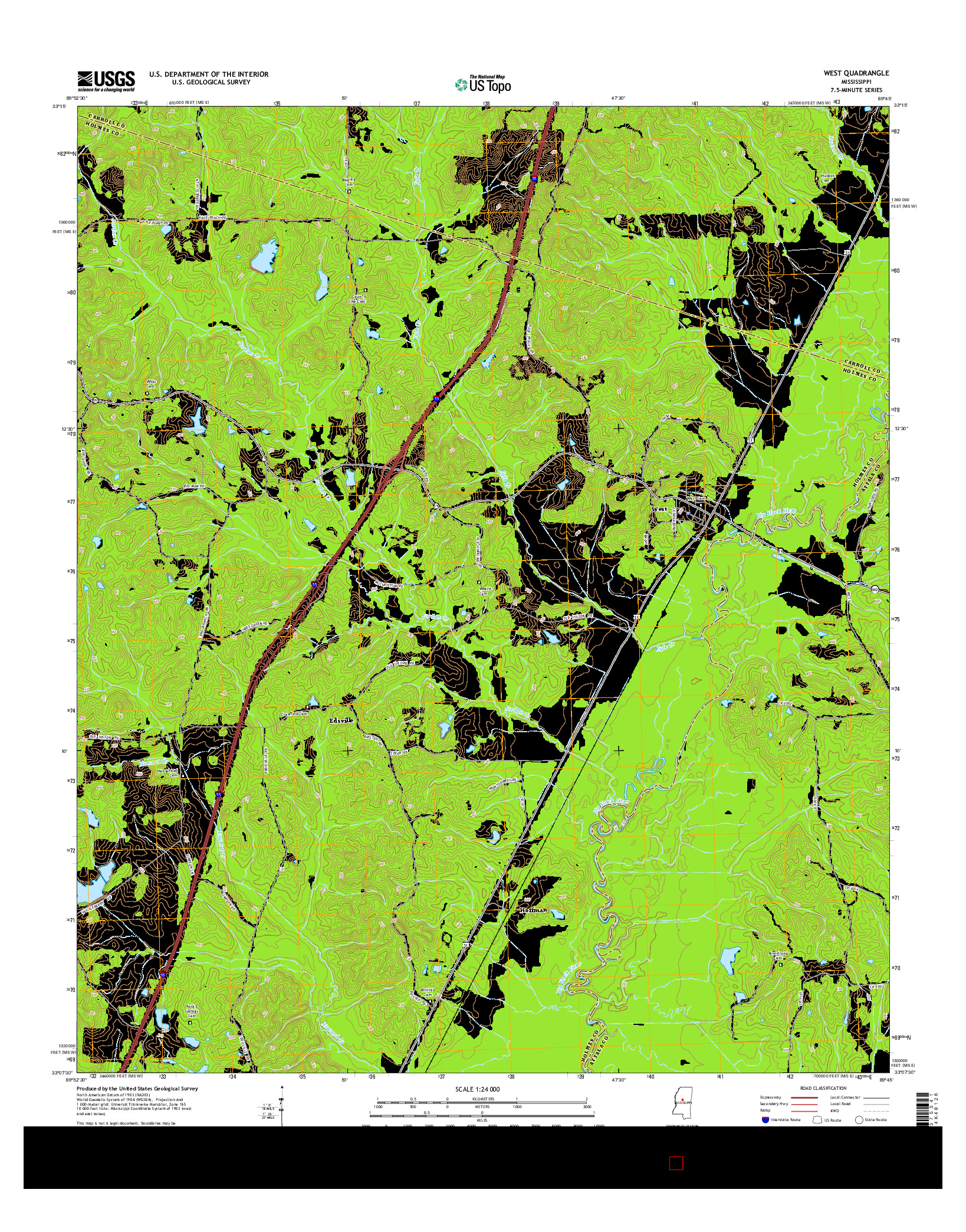 USGS US TOPO 7.5-MINUTE MAP FOR WEST, MS 2015