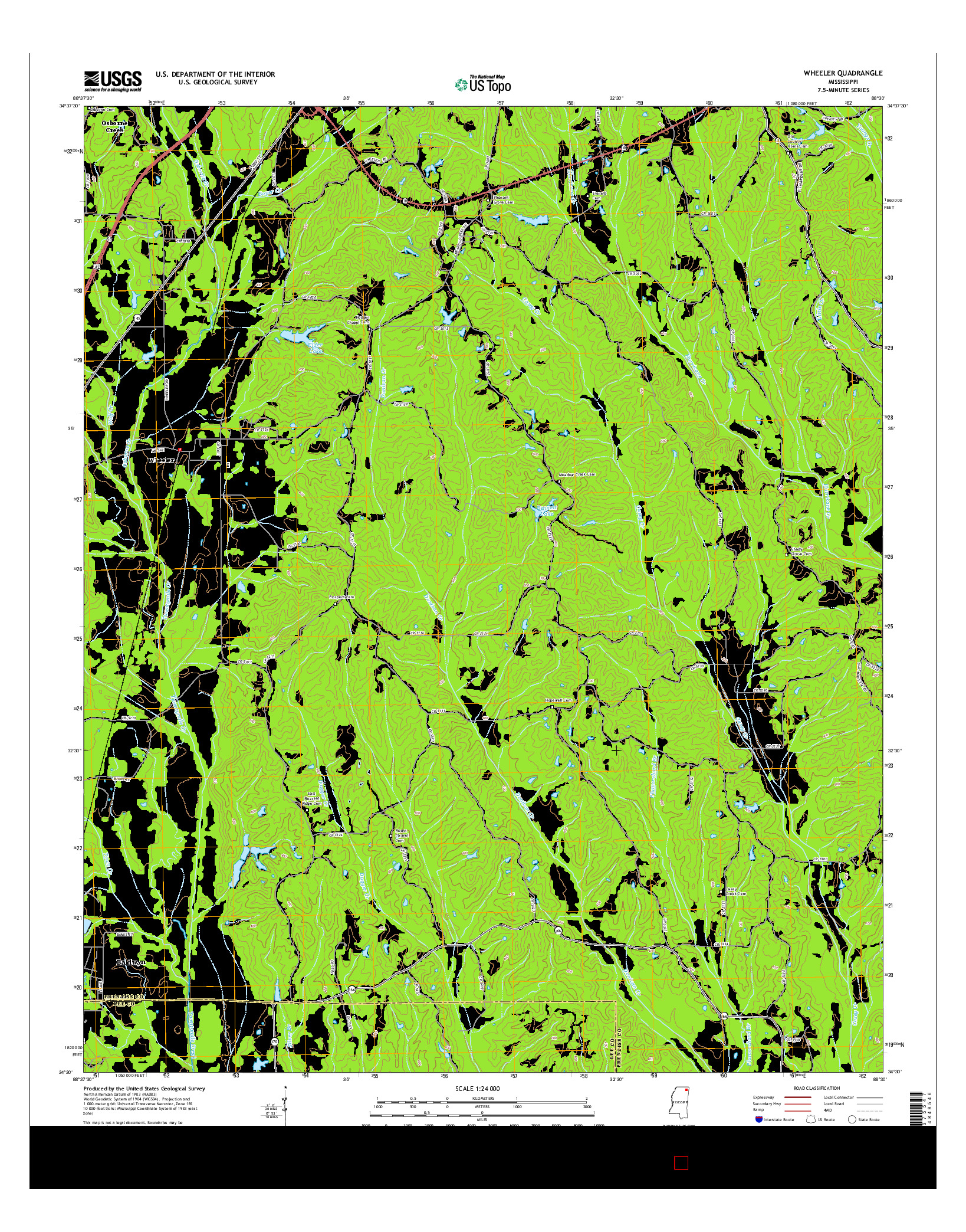 USGS US TOPO 7.5-MINUTE MAP FOR WHEELER, MS 2015