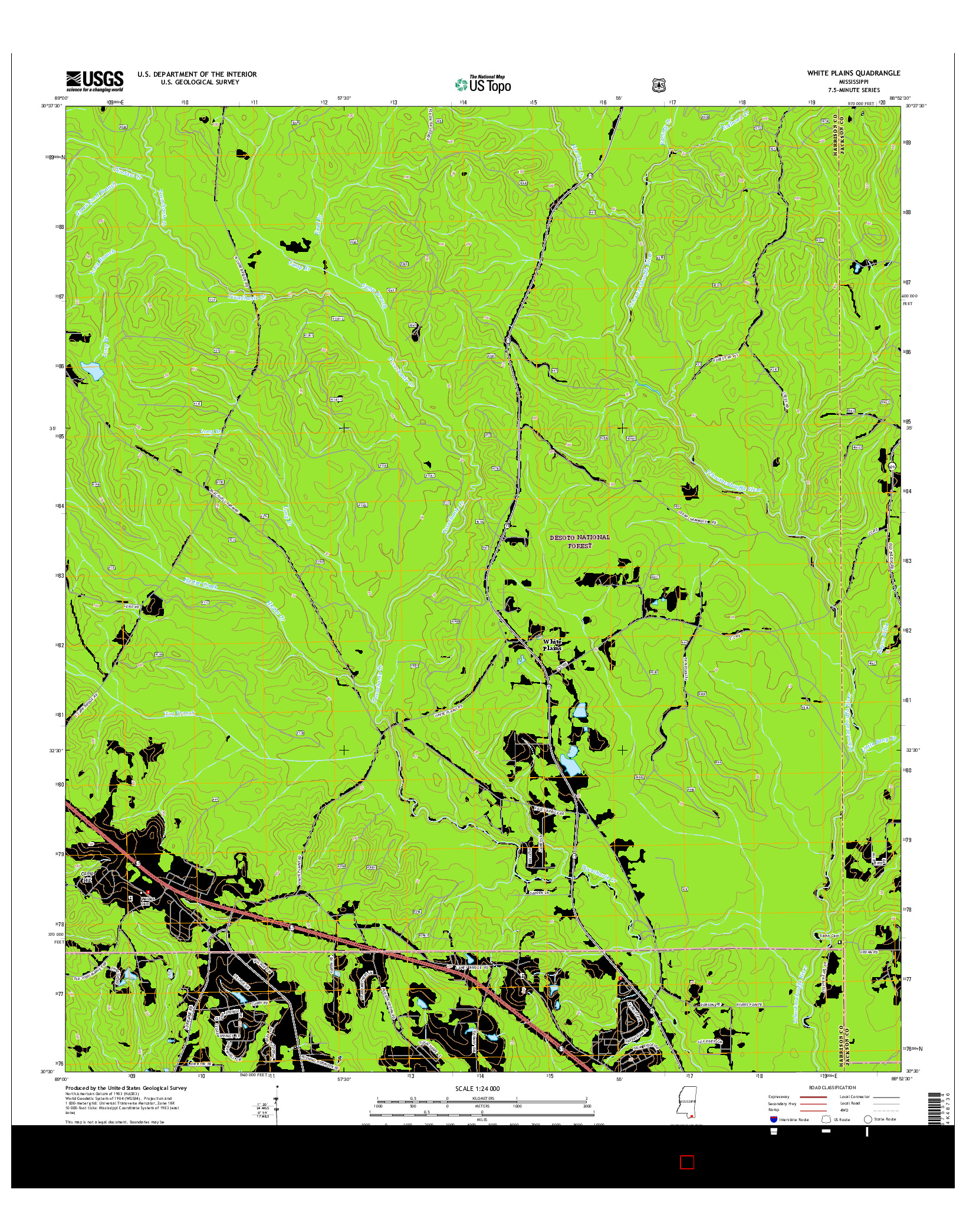USGS US TOPO 7.5-MINUTE MAP FOR WHITE PLAINS, MS 2015