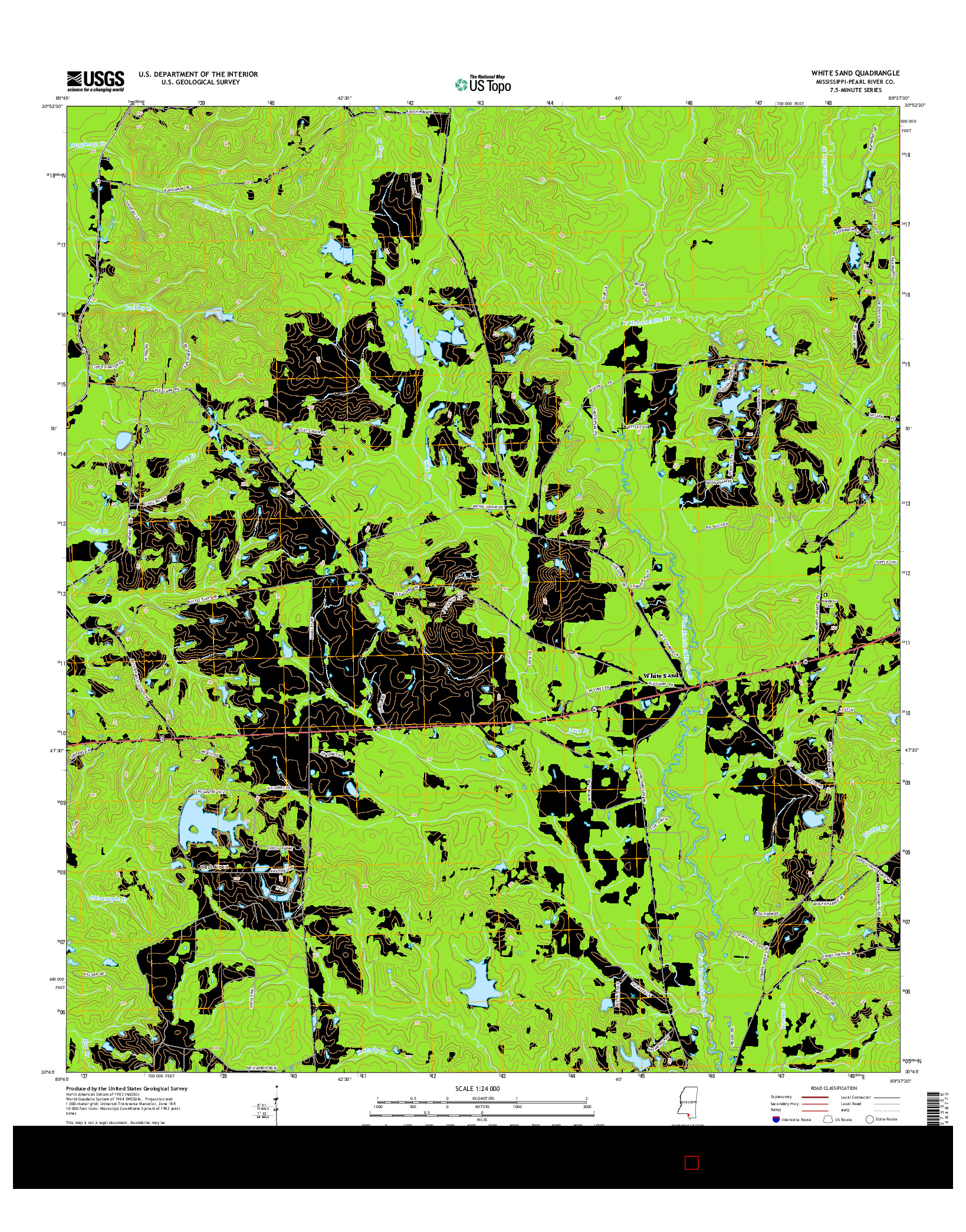 USGS US TOPO 7.5-MINUTE MAP FOR WHITE SAND, MS 2015