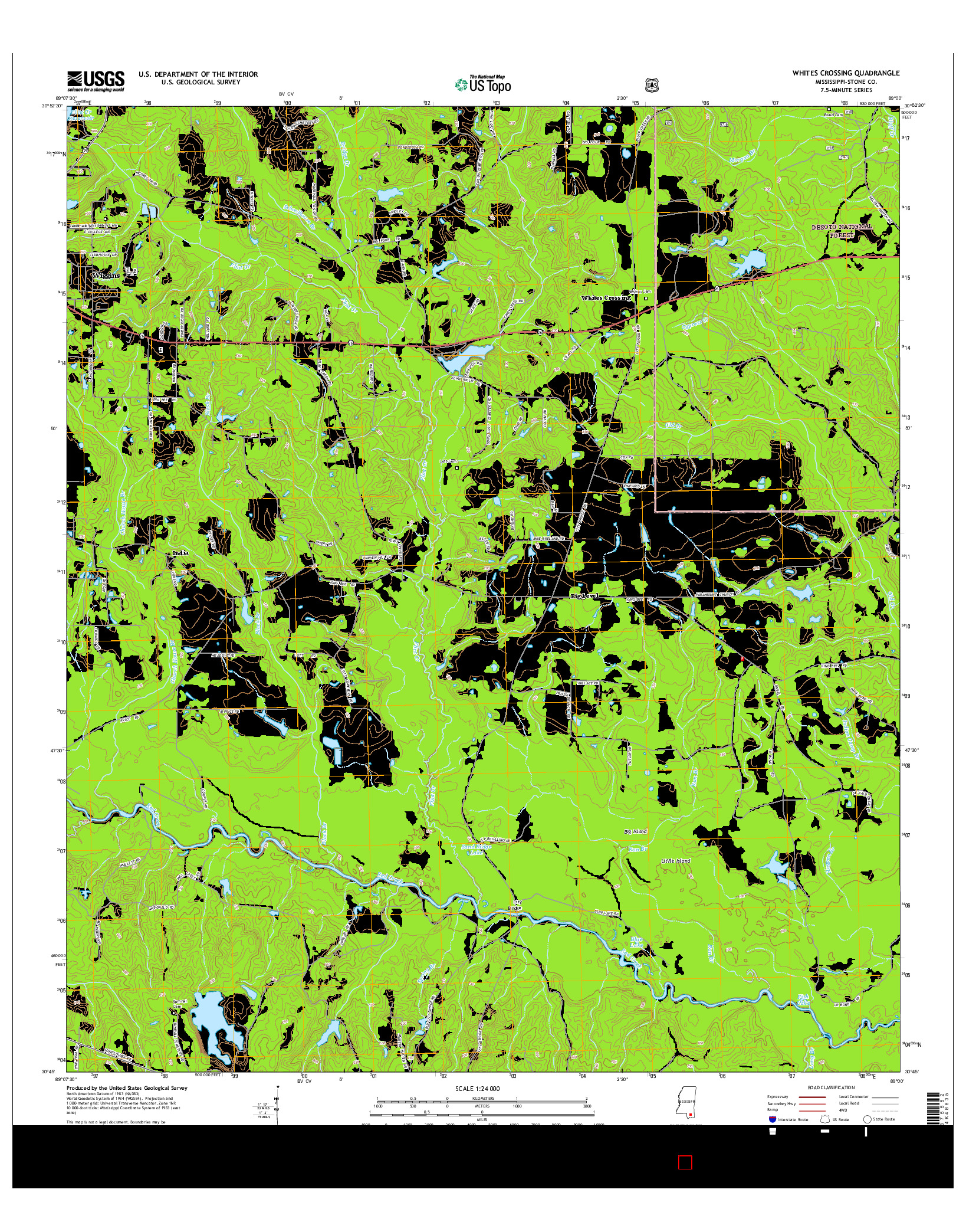 USGS US TOPO 7.5-MINUTE MAP FOR WHITES CROSSING, MS 2015