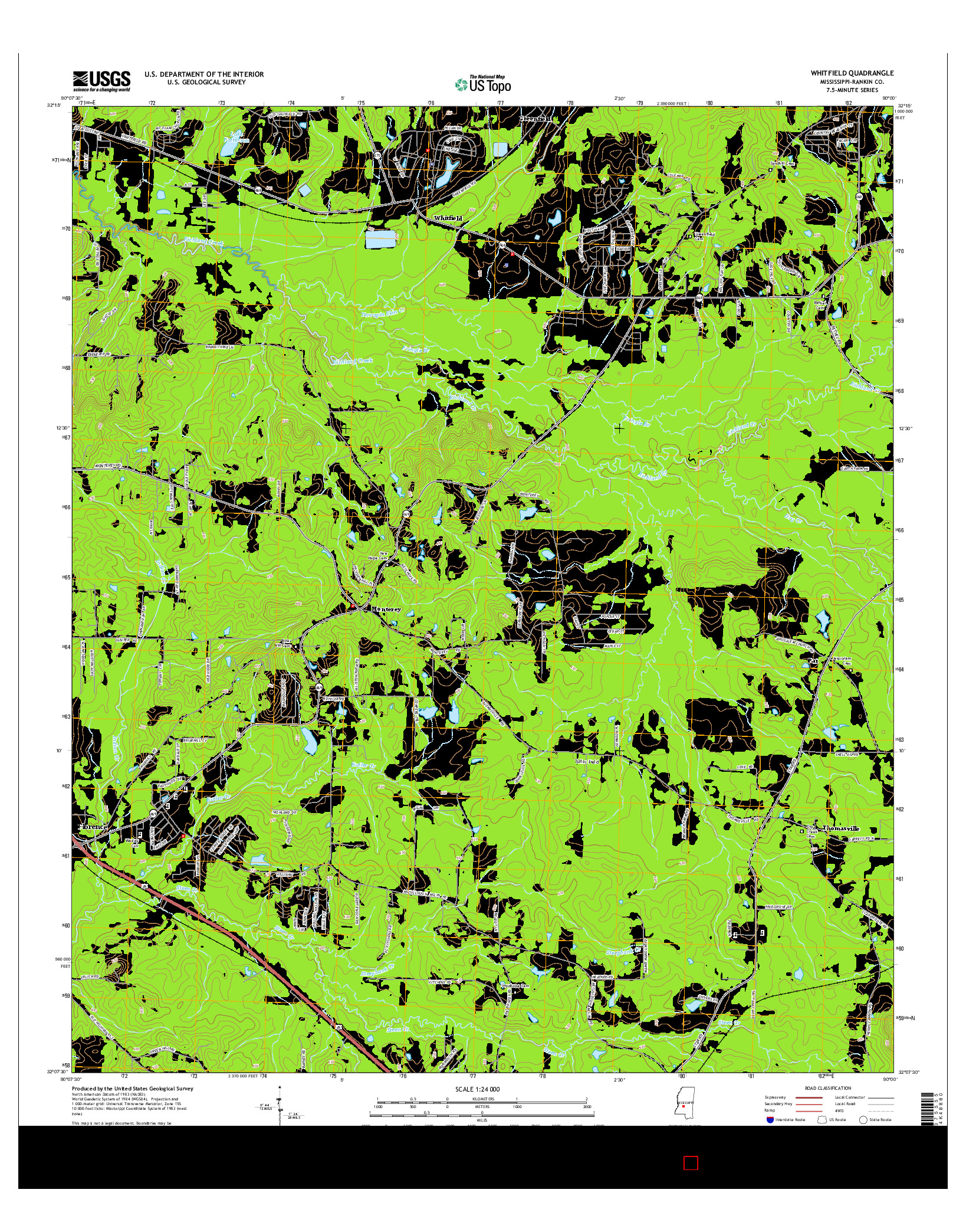 USGS US TOPO 7.5-MINUTE MAP FOR WHITFIELD, MS 2015