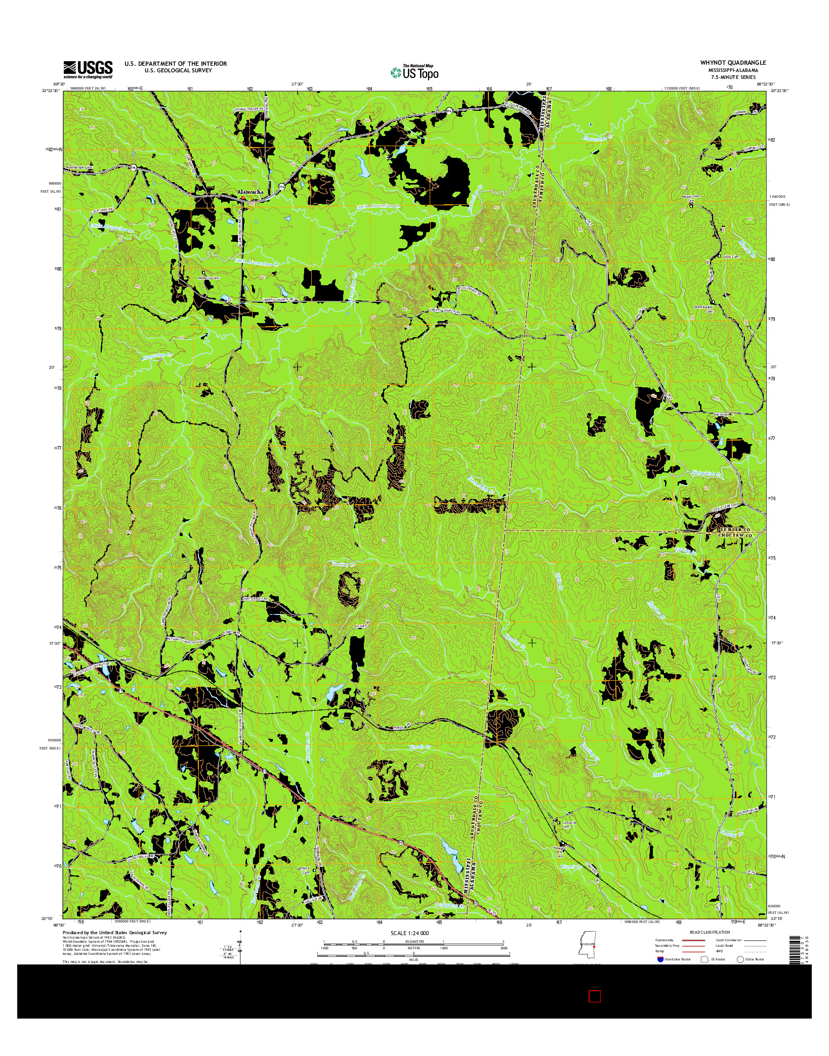 USGS US TOPO 7.5-MINUTE MAP FOR WHYNOT, MS-AL 2015