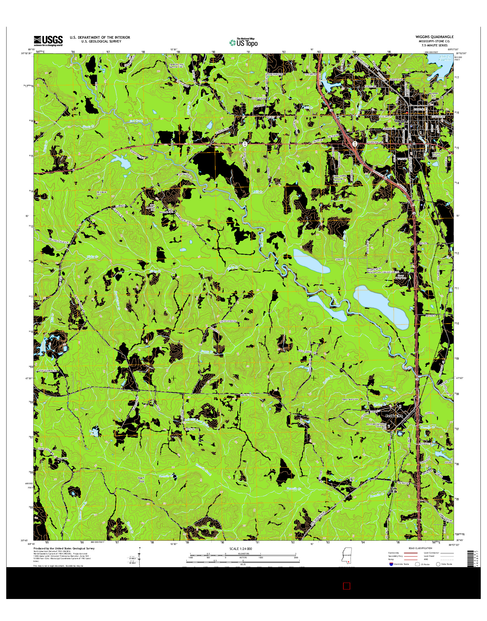 USGS US TOPO 7.5-MINUTE MAP FOR WIGGINS, MS 2015