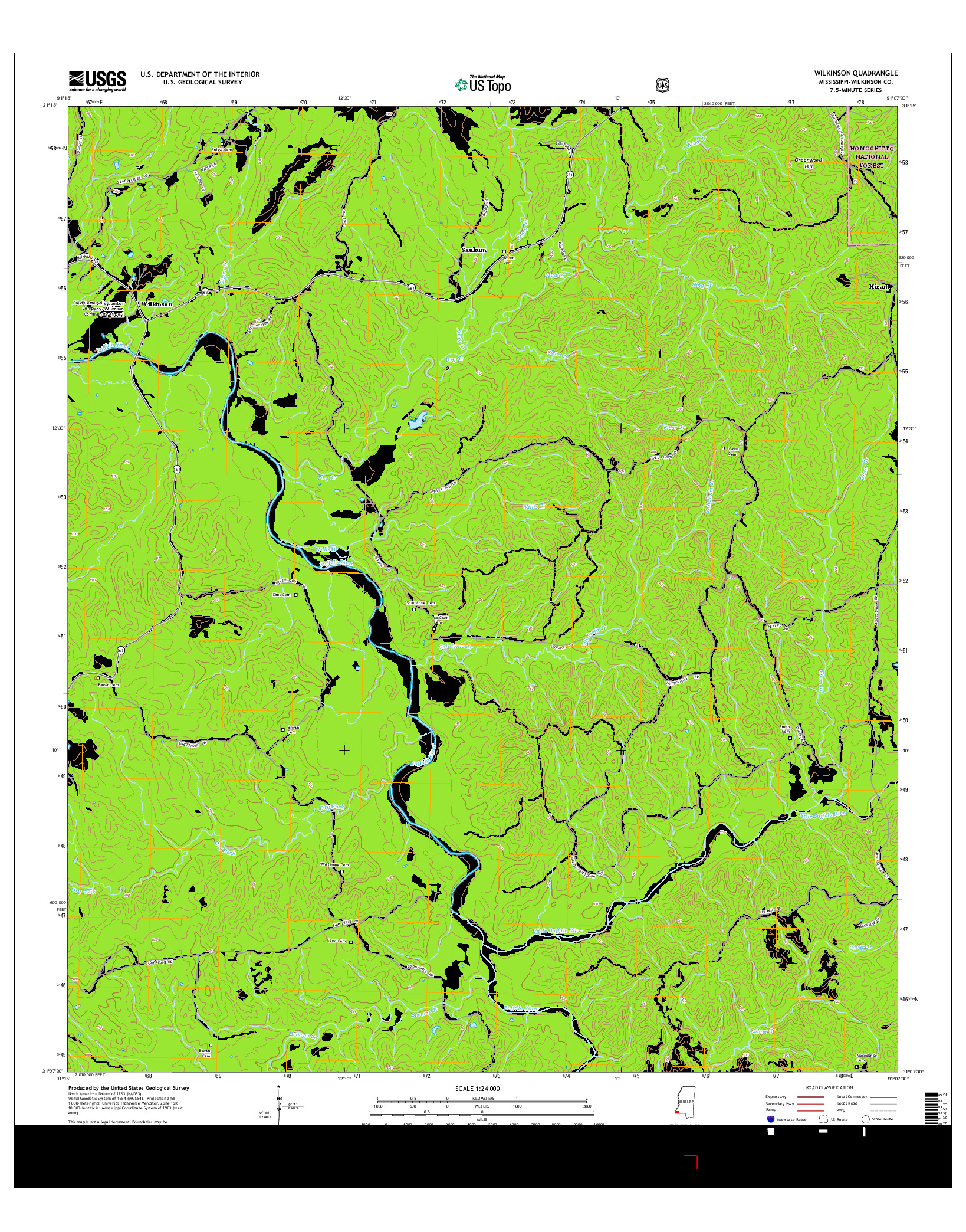 USGS US TOPO 7.5-MINUTE MAP FOR WILKINSON, MS 2015