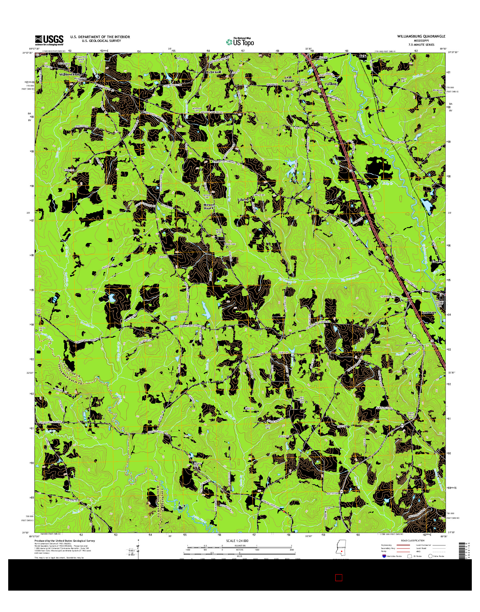 USGS US TOPO 7.5-MINUTE MAP FOR WILLIAMSBURG, MS 2015