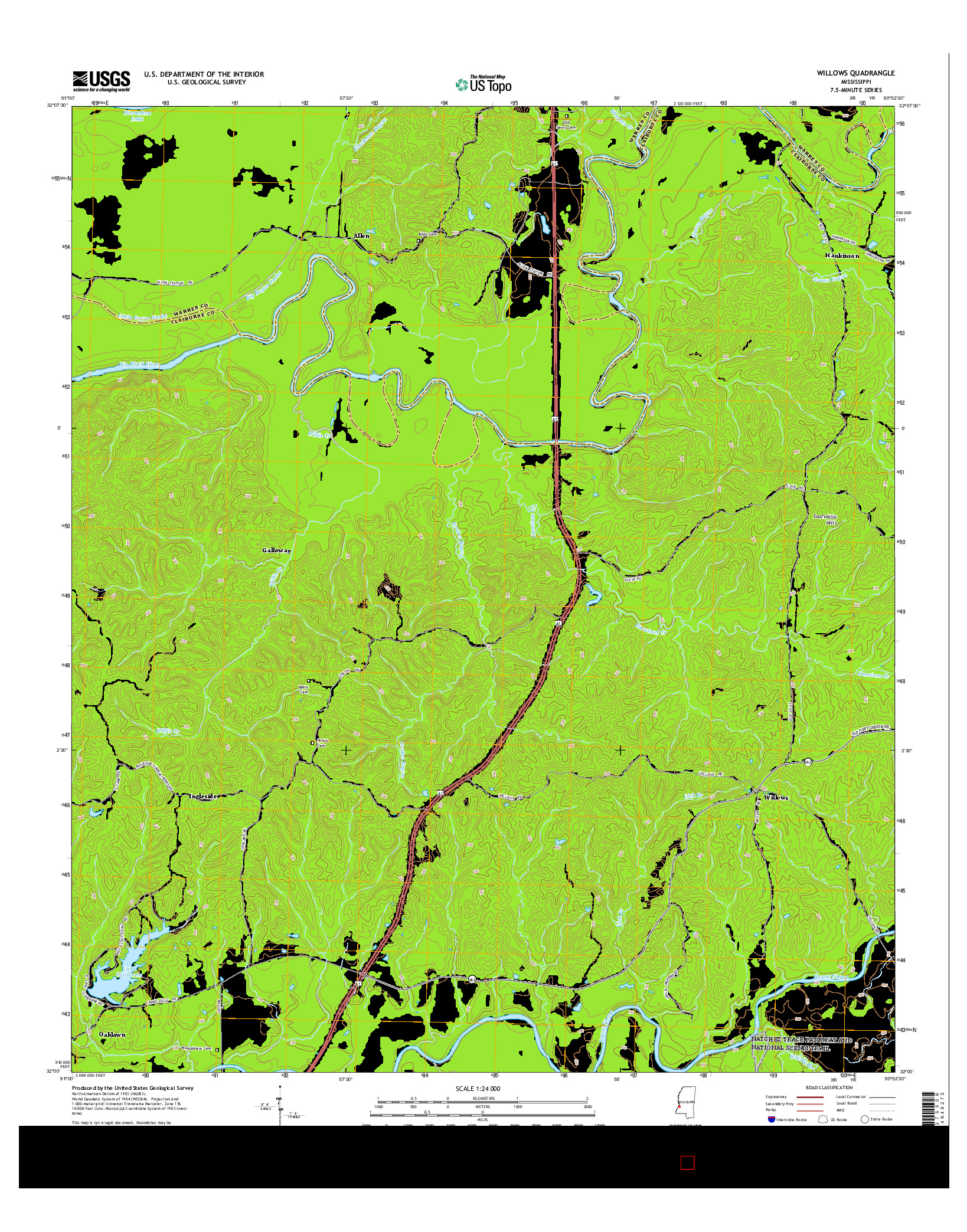 USGS US TOPO 7.5-MINUTE MAP FOR WILLOWS, MS 2015