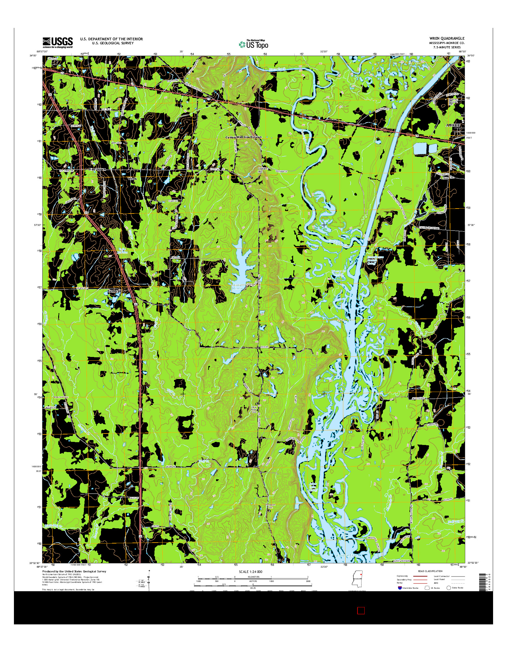 USGS US TOPO 7.5-MINUTE MAP FOR WREN, MS 2015