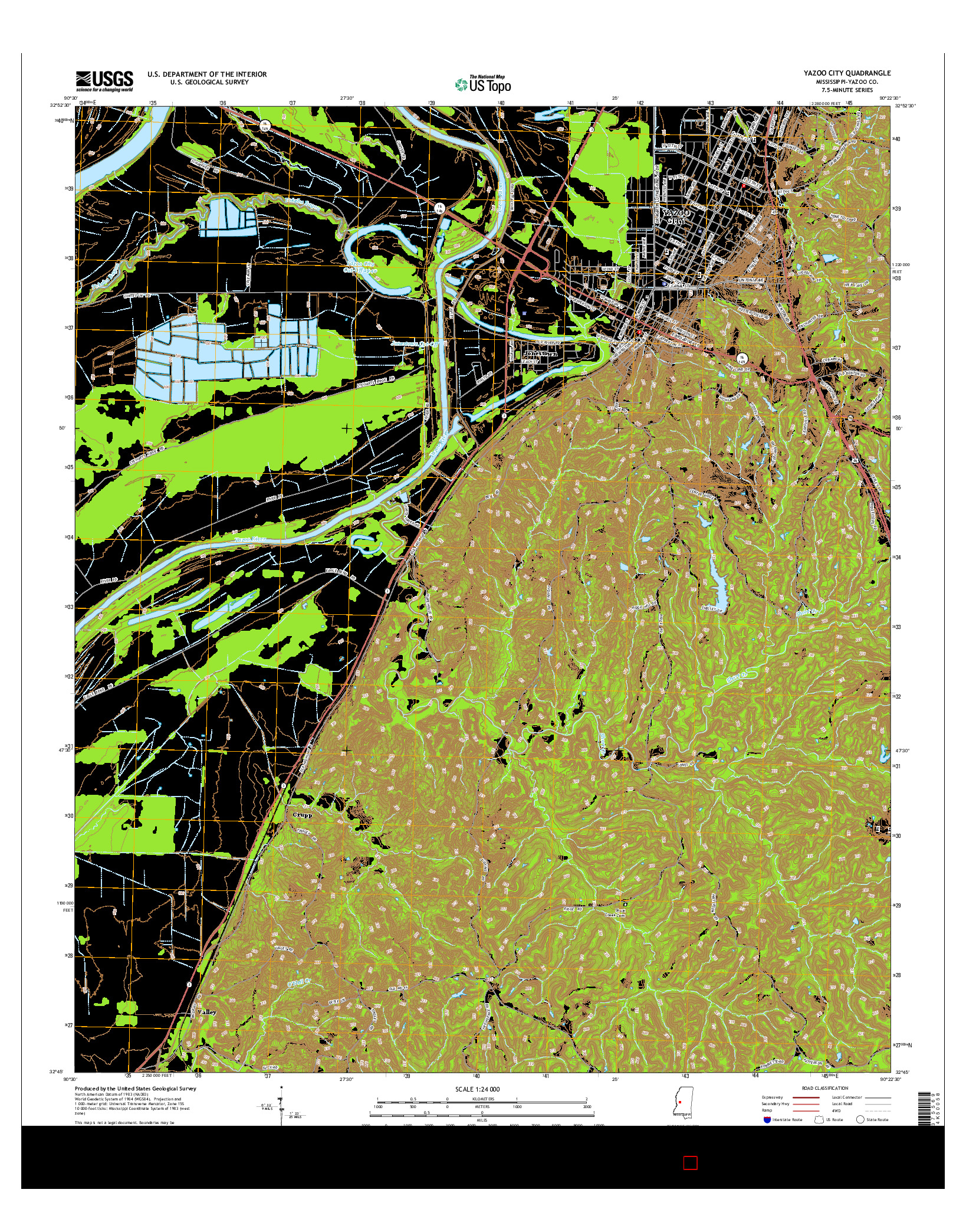 USGS US TOPO 7.5-MINUTE MAP FOR YAZOO CITY, MS 2015