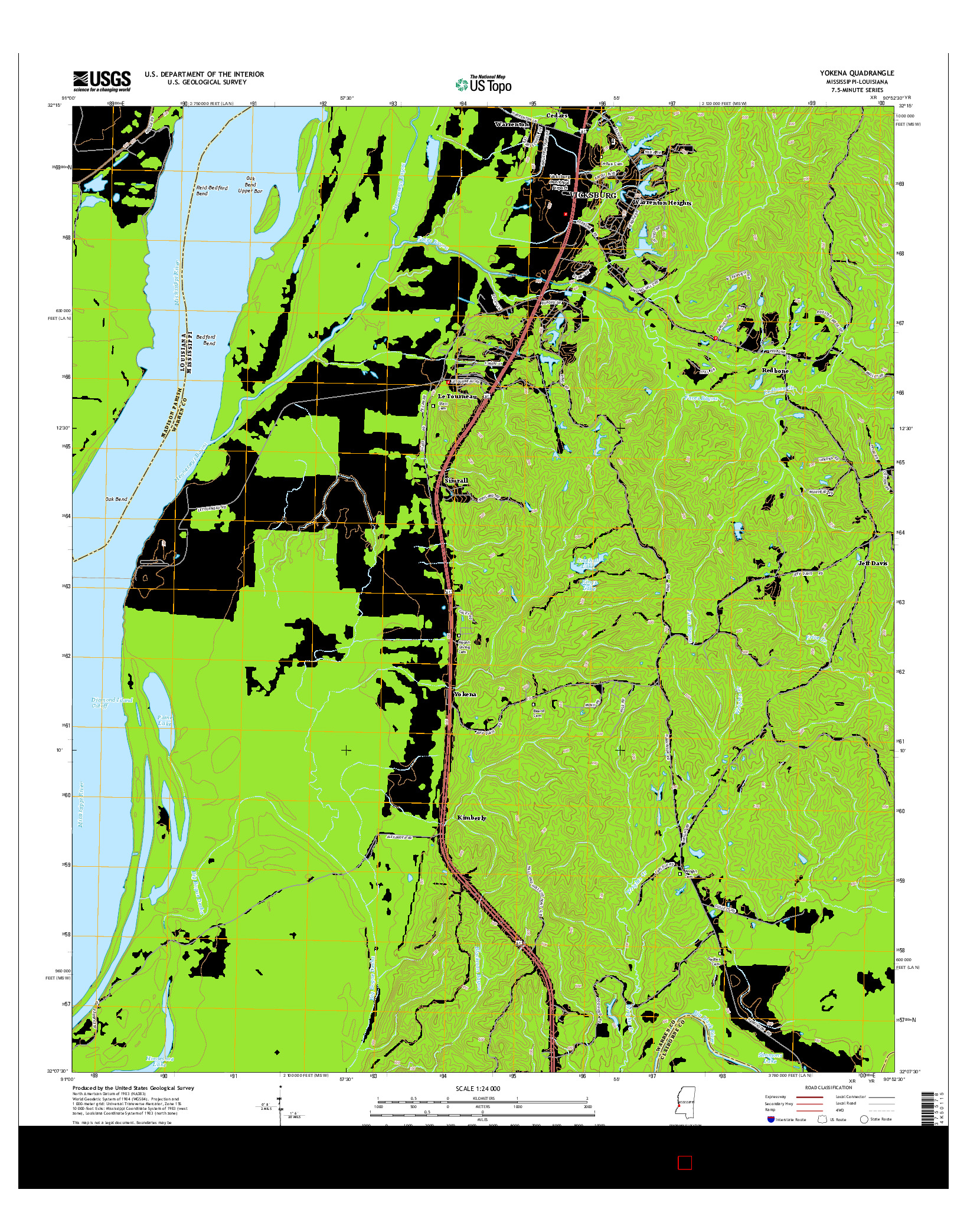 USGS US TOPO 7.5-MINUTE MAP FOR YOKENA, MS-LA 2015