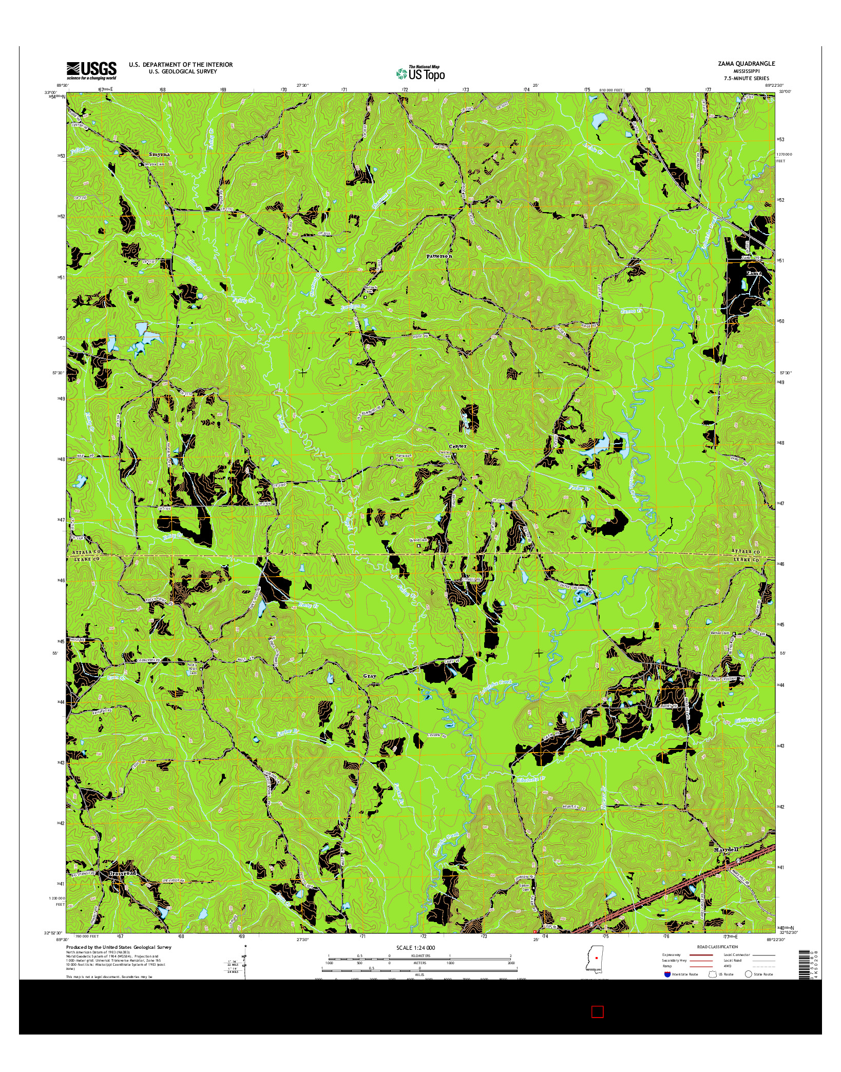 USGS US TOPO 7.5-MINUTE MAP FOR ZAMA, MS 2015