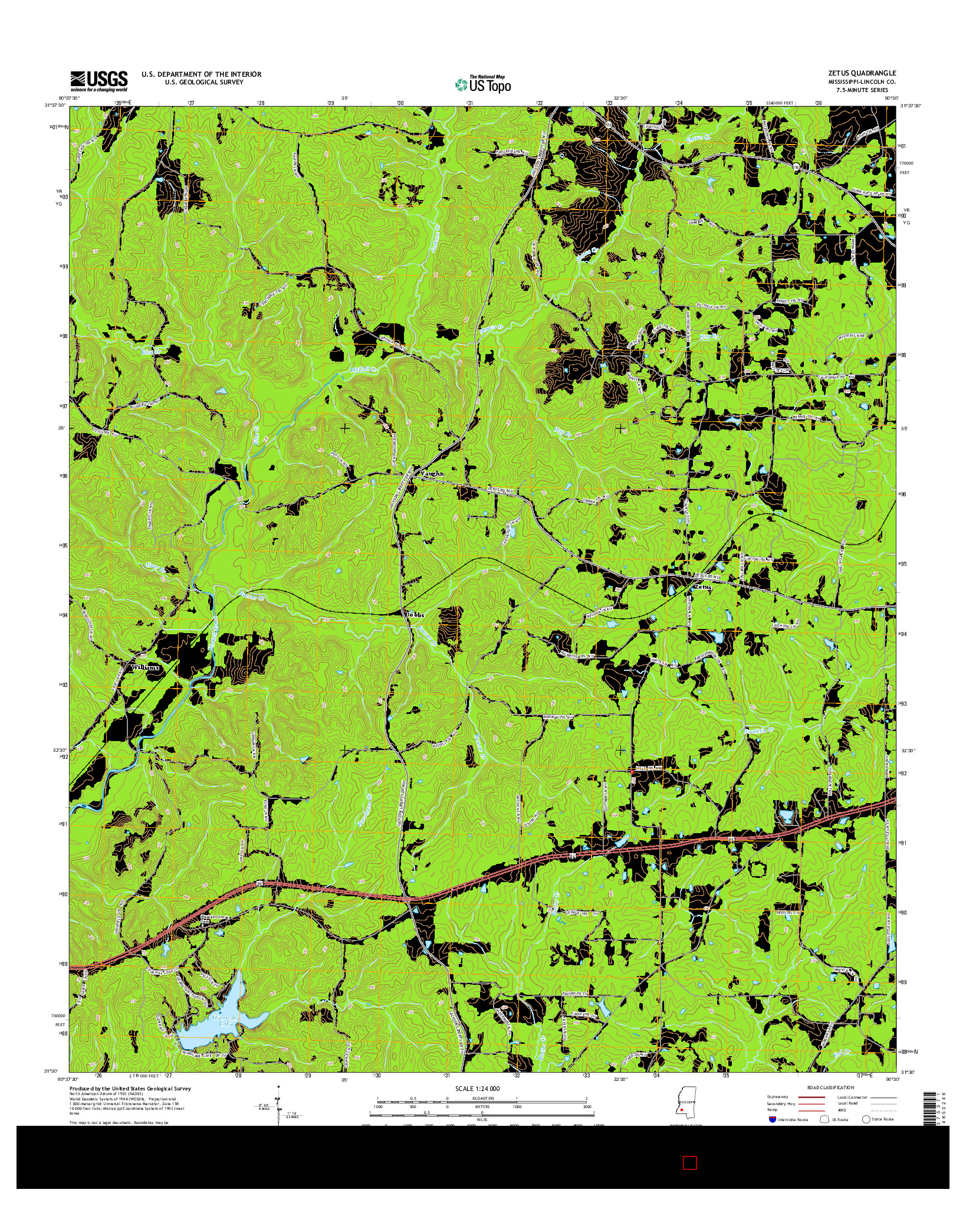 USGS US TOPO 7.5-MINUTE MAP FOR ZETUS, MS 2015