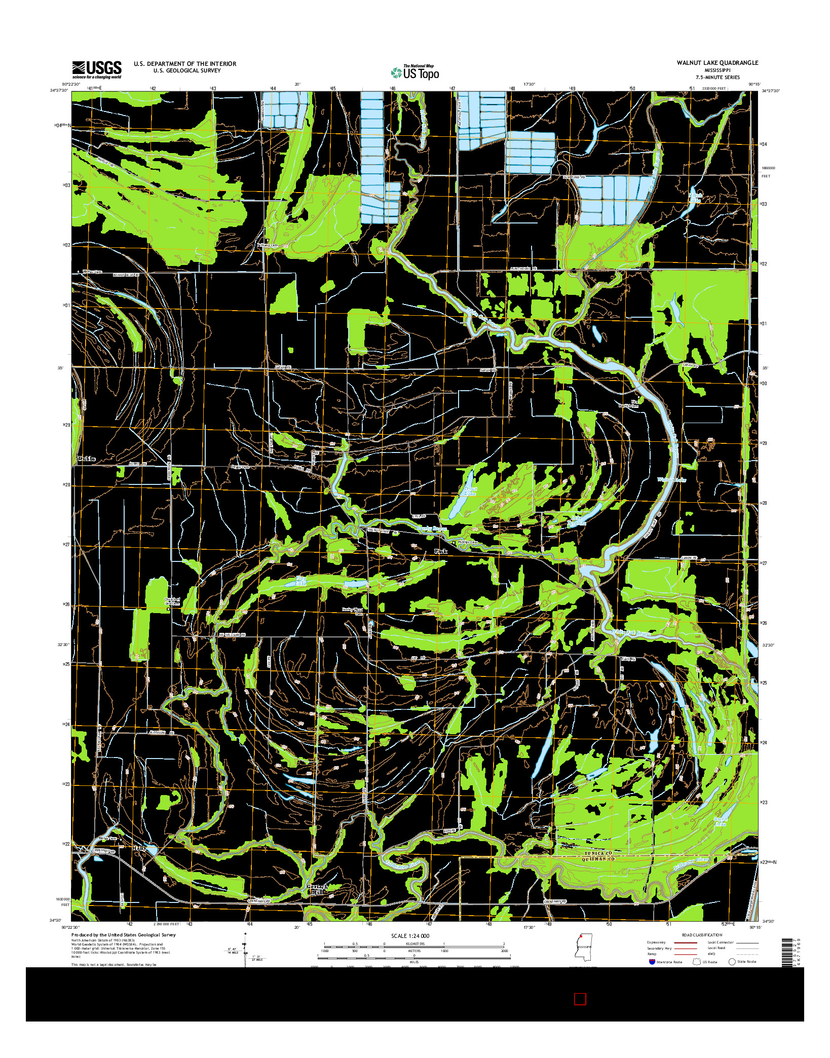 USGS US TOPO 7.5-MINUTE MAP FOR WALNUT LAKE, MS 2015