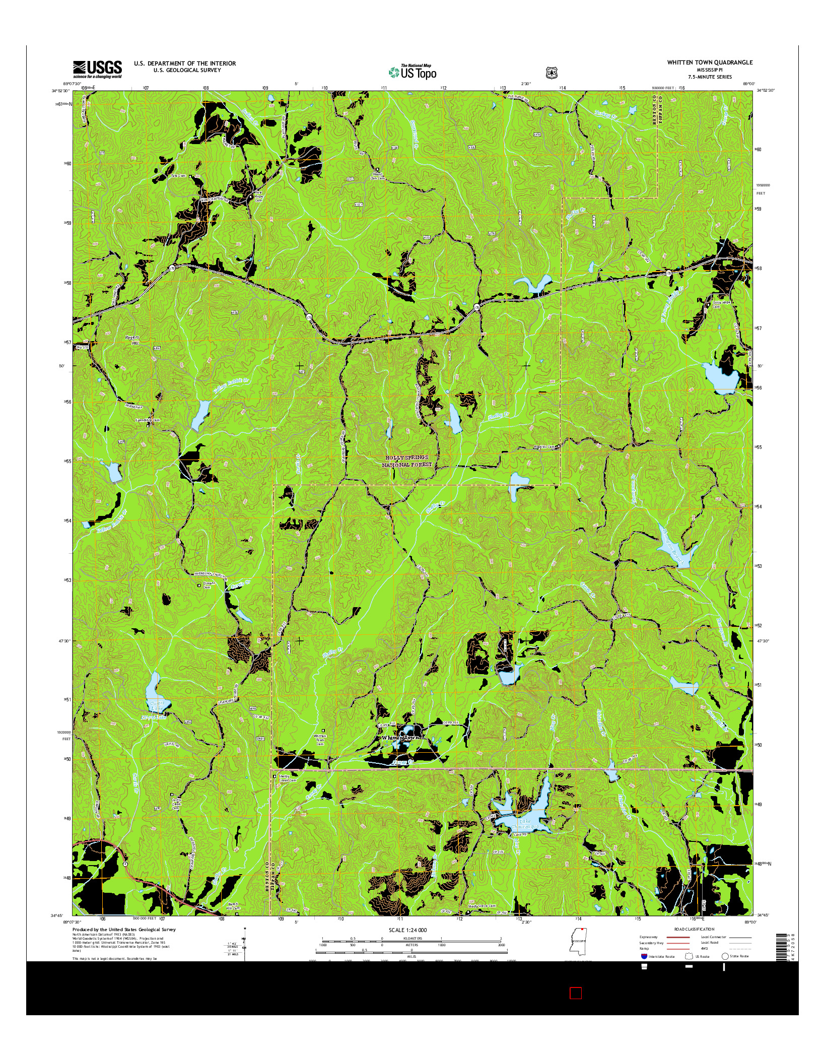 USGS US TOPO 7.5-MINUTE MAP FOR WHITTEN TOWN, MS 2015