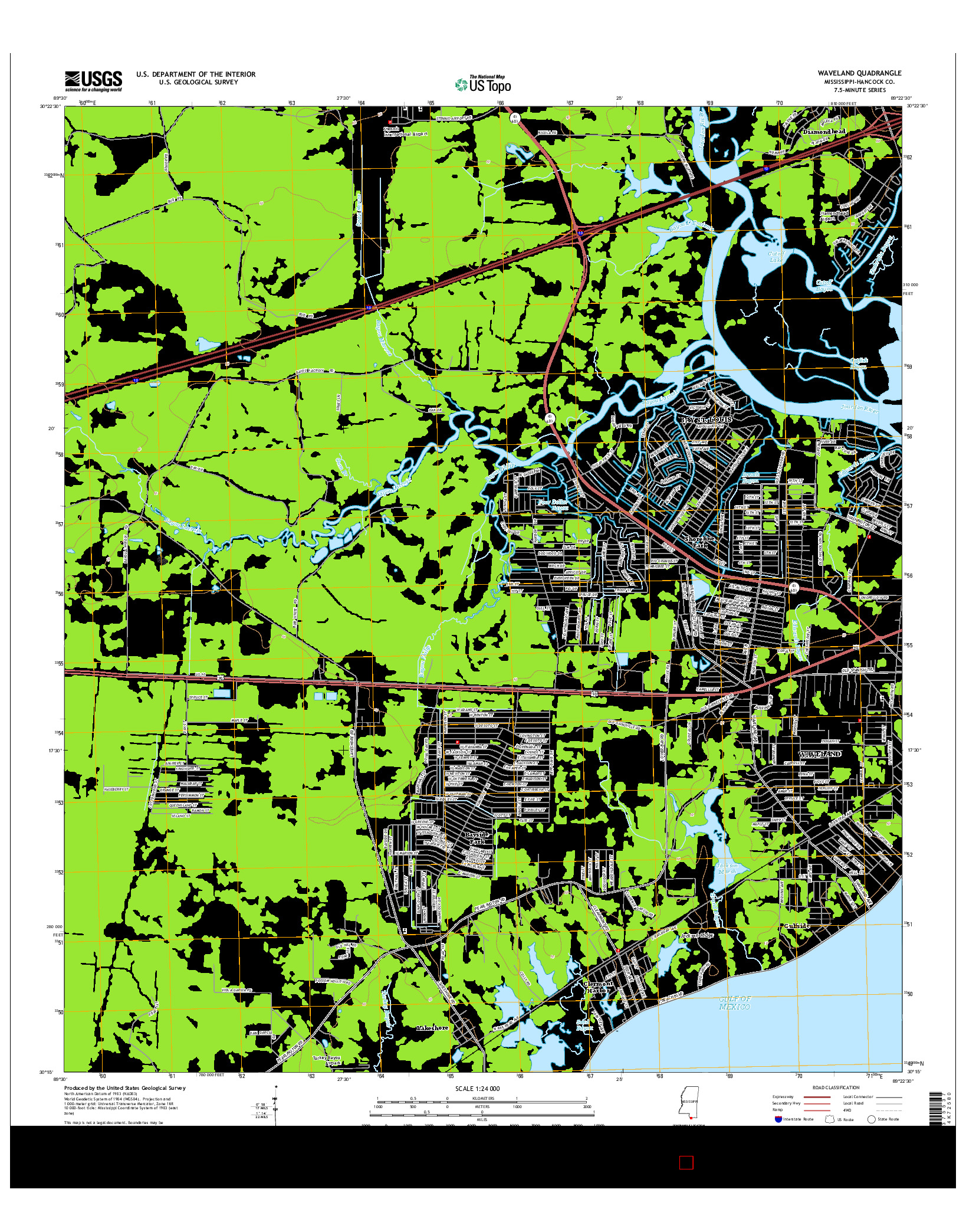 USGS US TOPO 7.5-MINUTE MAP FOR WAVELAND, MS 2015