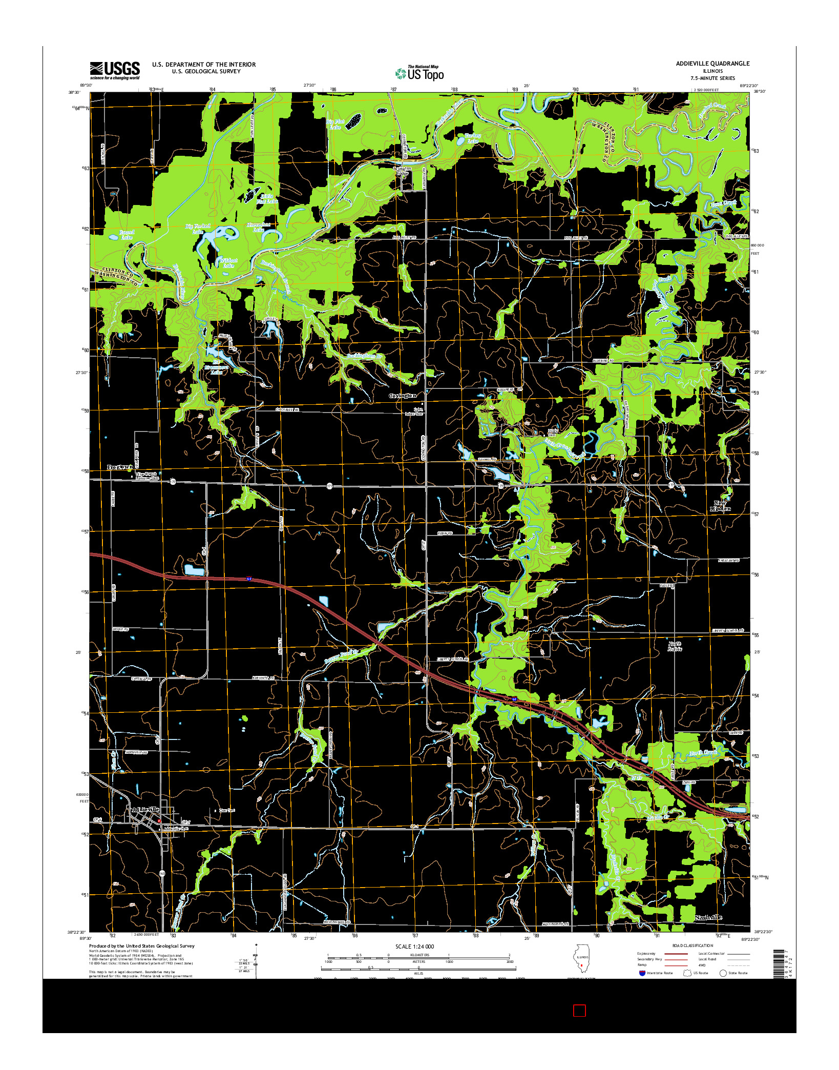 USGS US TOPO 7.5-MINUTE MAP FOR ADDIEVILLE, IL 2015