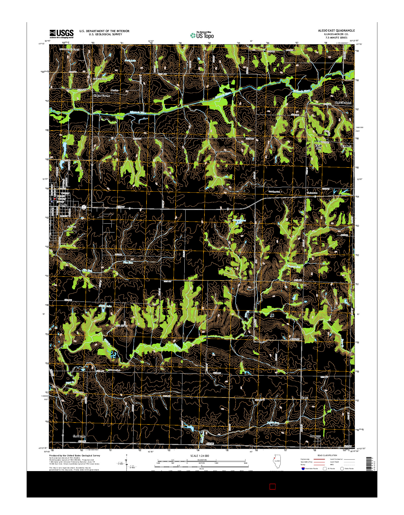 USGS US TOPO 7.5-MINUTE MAP FOR ALEDO EAST, IL 2015