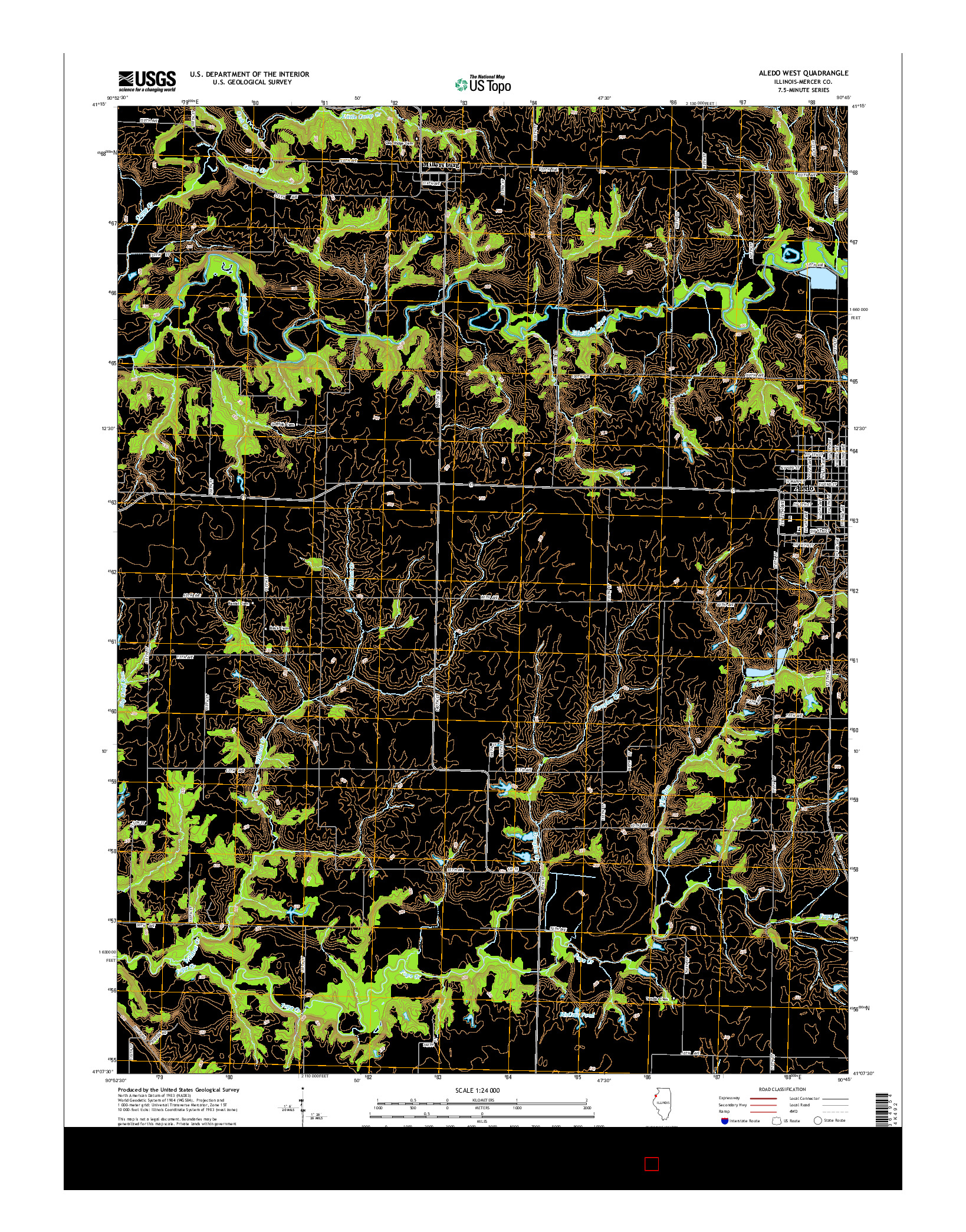 USGS US TOPO 7.5-MINUTE MAP FOR ALEDO WEST, IL 2015