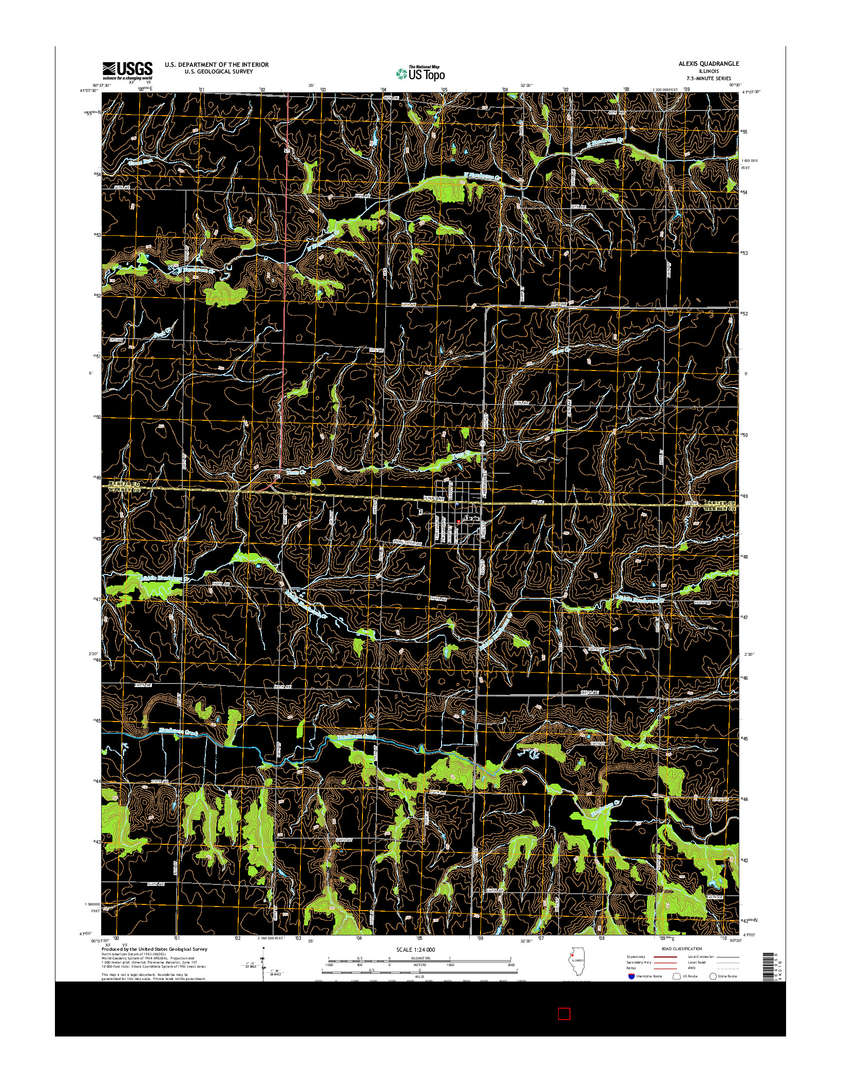 USGS US TOPO 7.5-MINUTE MAP FOR ALEXIS, IL 2015