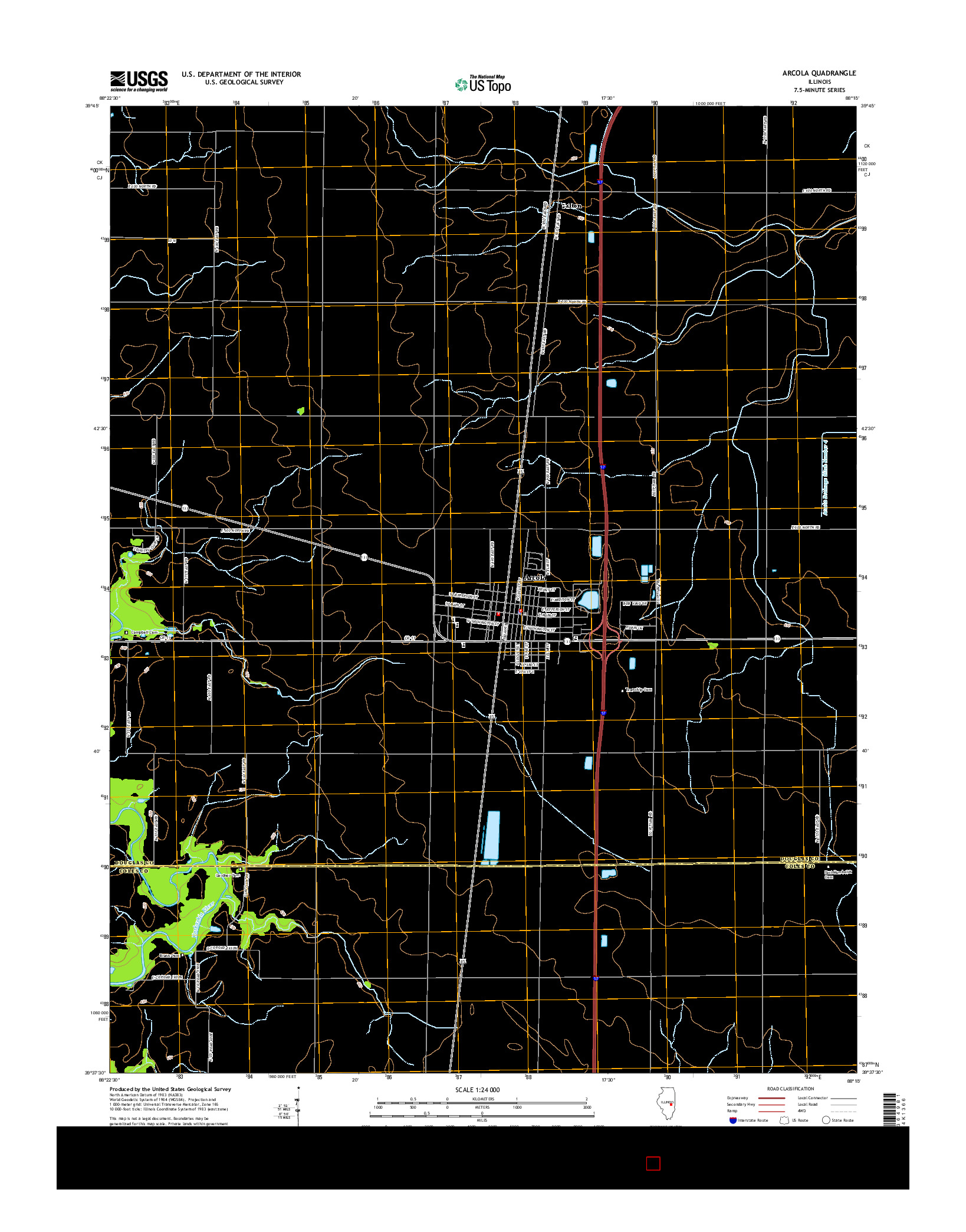 USGS US TOPO 7.5-MINUTE MAP FOR ARCOLA, IL 2015
