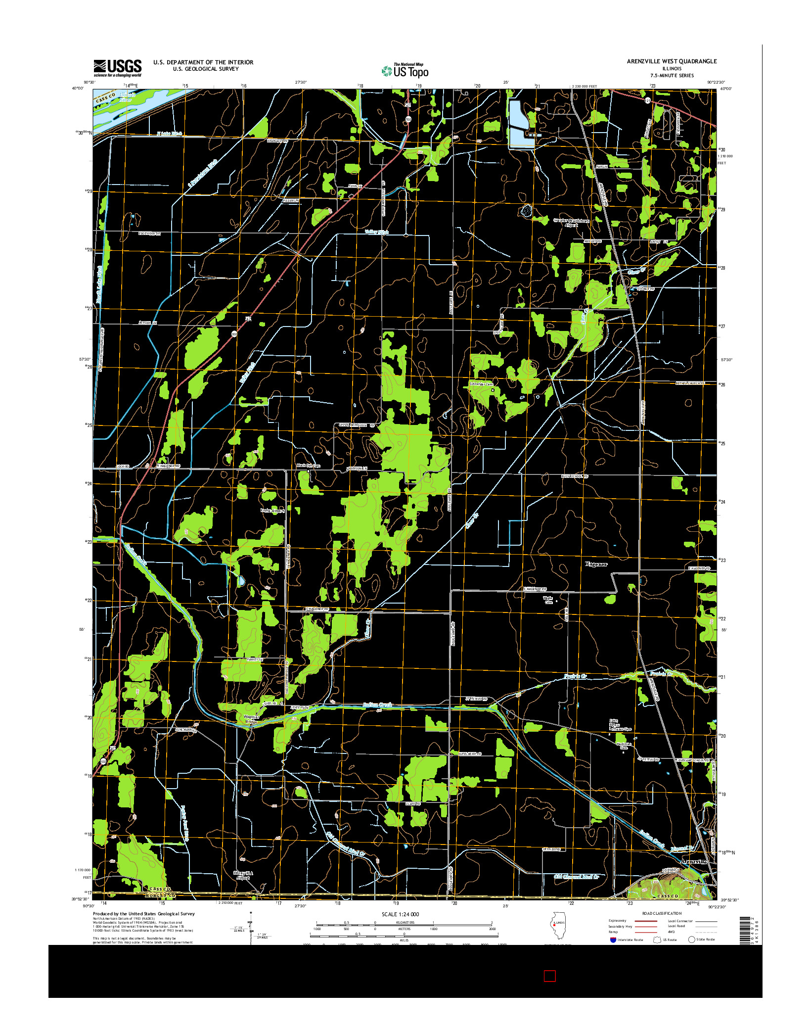USGS US TOPO 7.5-MINUTE MAP FOR ARENZVILLE WEST, IL 2015