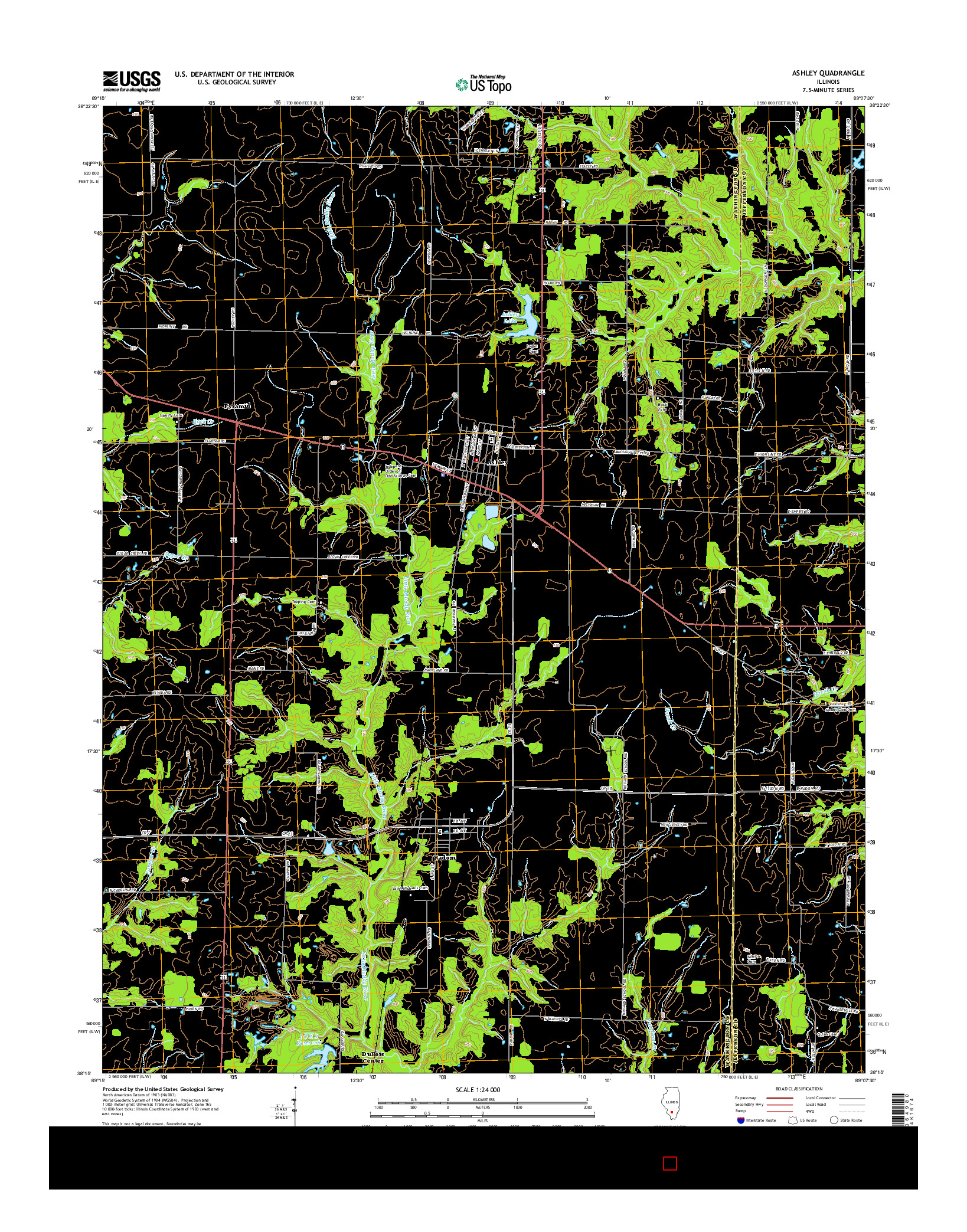 USGS US TOPO 7.5-MINUTE MAP FOR ASHLEY, IL 2015