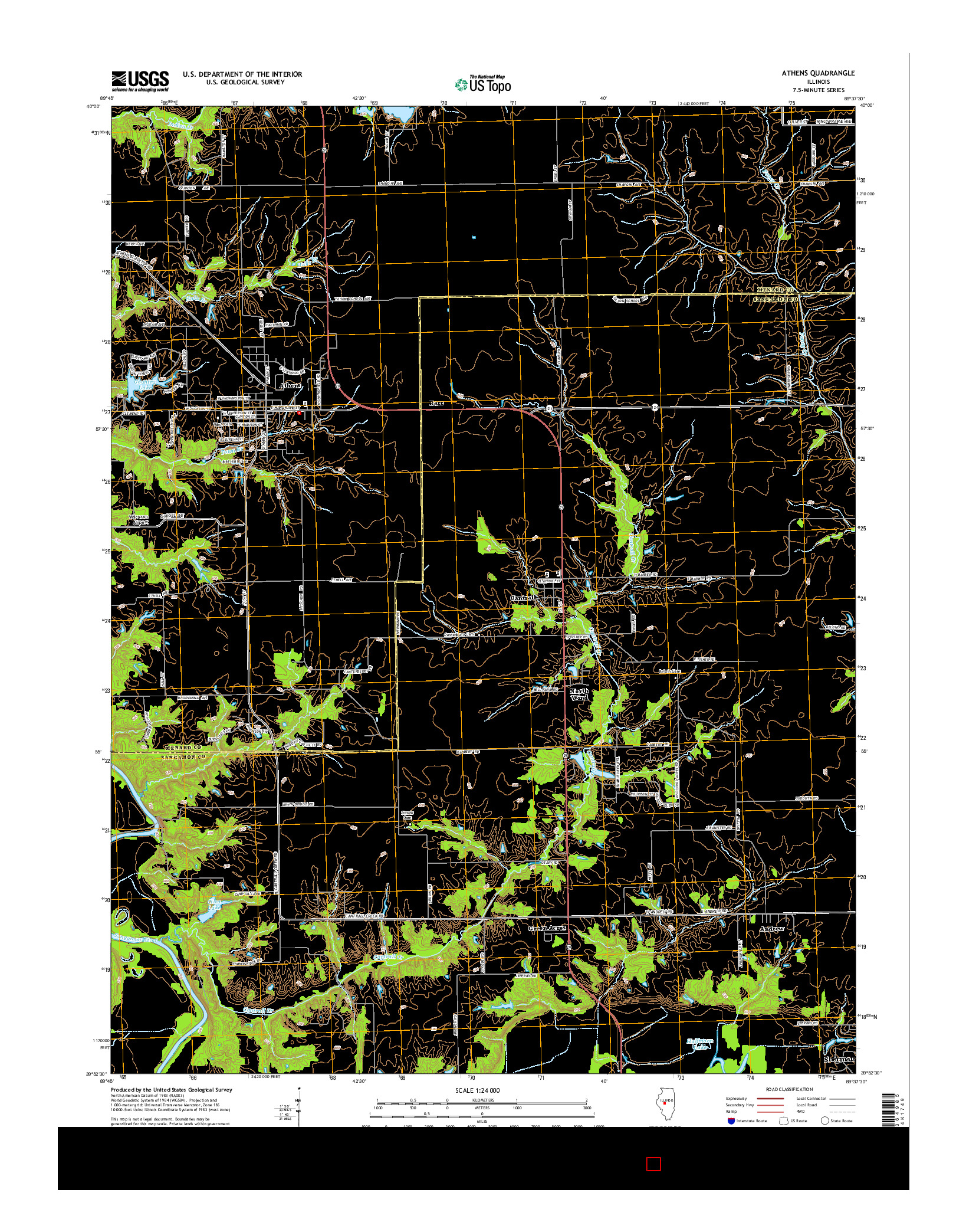 USGS US TOPO 7.5-MINUTE MAP FOR ATHENS, IL 2015