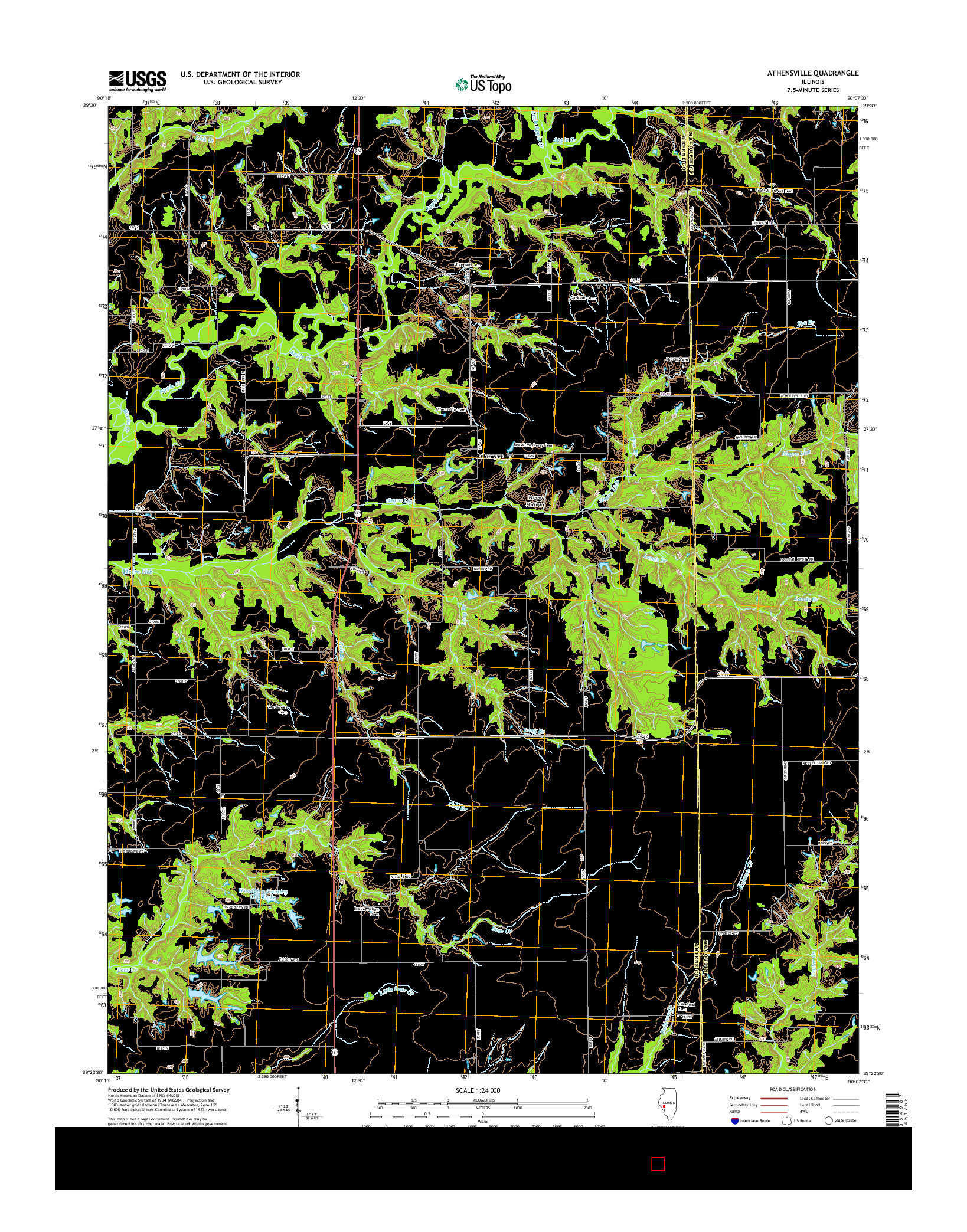 USGS US TOPO 7.5-MINUTE MAP FOR ATHENSVILLE, IL 2015