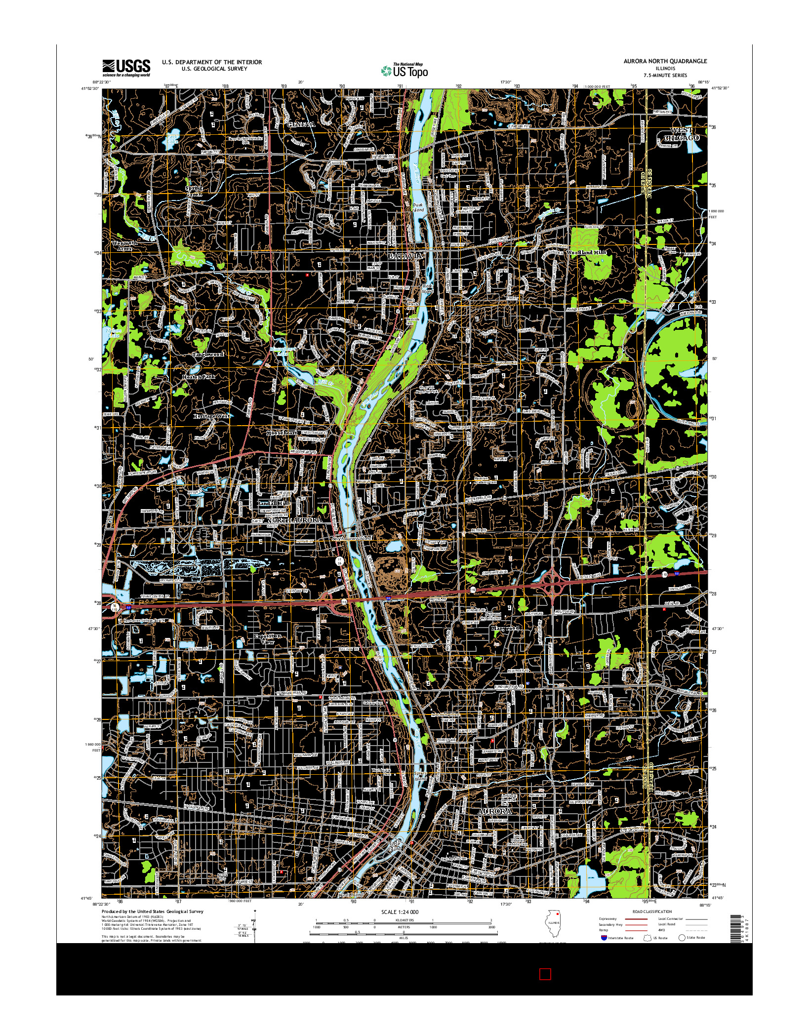 USGS US TOPO 7.5-MINUTE MAP FOR AURORA NORTH, IL 2015