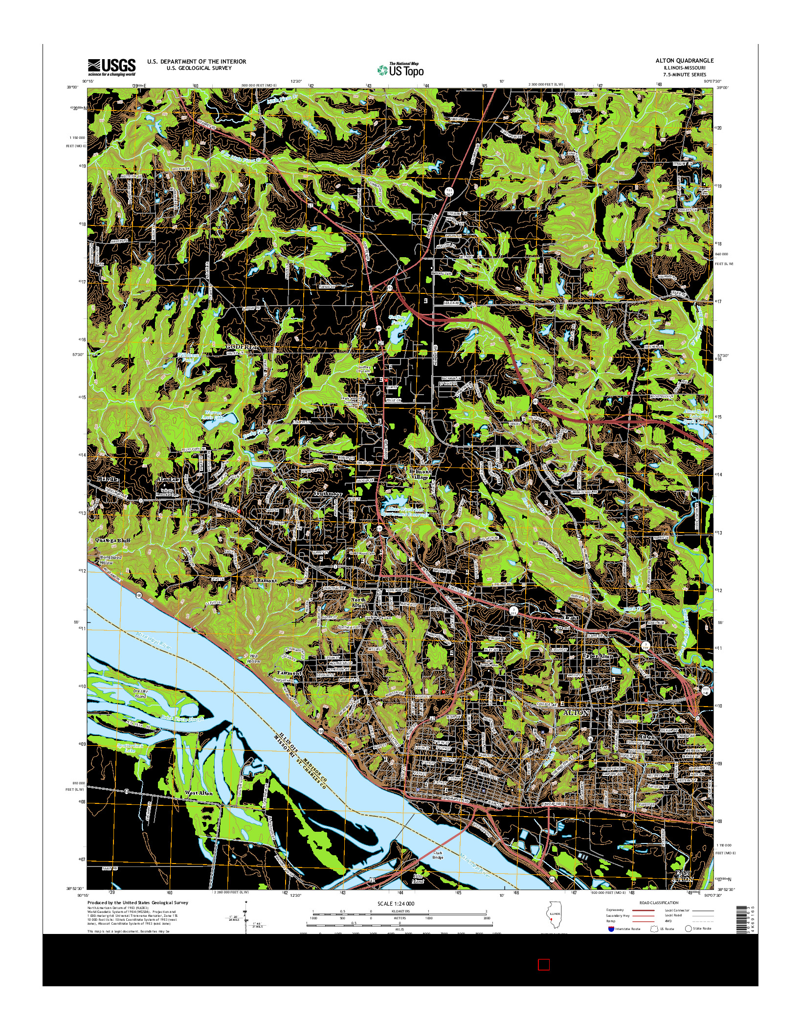 USGS US TOPO 7.5-MINUTE MAP FOR ALTON, IL-MO 2015