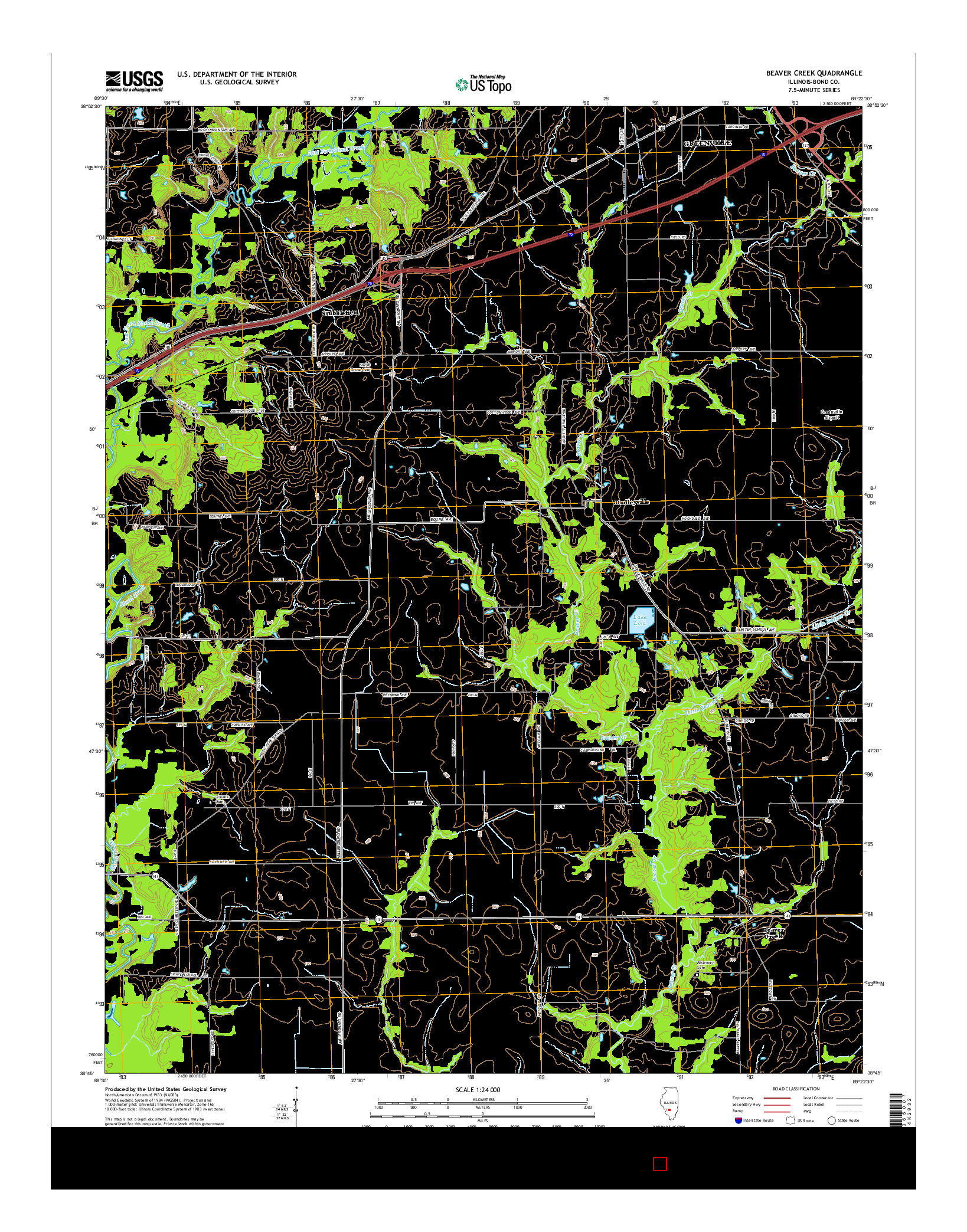 USGS US TOPO 7.5-MINUTE MAP FOR BEAVER CREEK, IL 2015