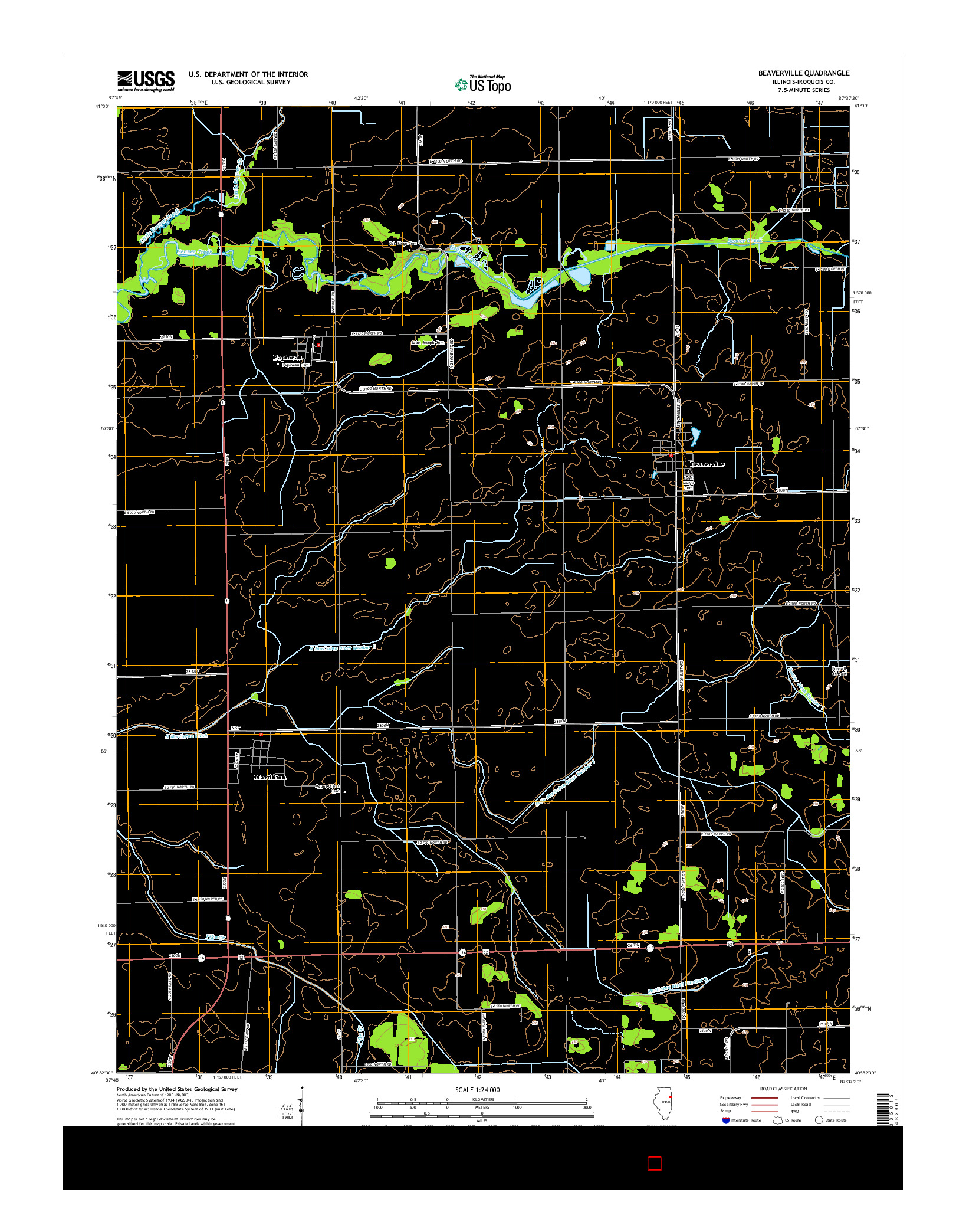 USGS US TOPO 7.5-MINUTE MAP FOR BEAVERVILLE, IL 2015