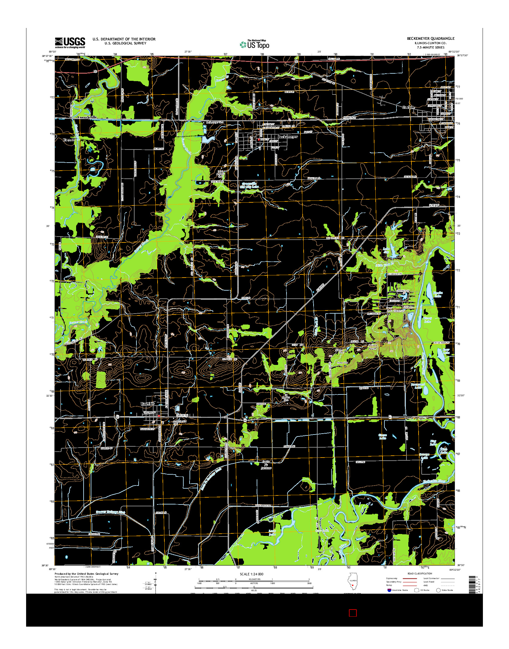 USGS US TOPO 7.5-MINUTE MAP FOR BECKEMEYER, IL 2015