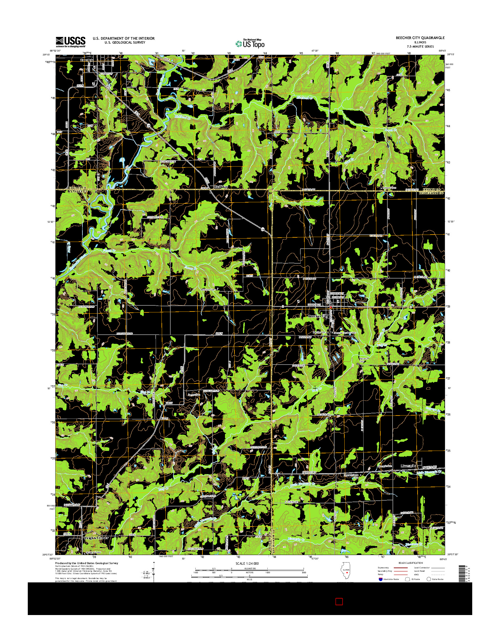 USGS US TOPO 7.5-MINUTE MAP FOR BEECHER CITY, IL 2015